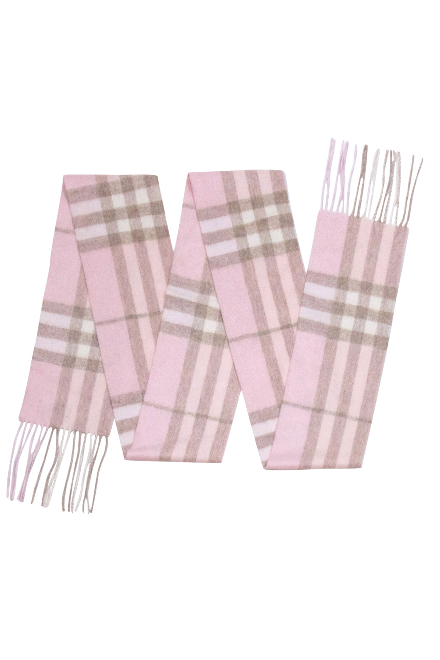 Burberry Blush & Beige Wide Plaid Fringe Scarf: A Chic Fashion Statement