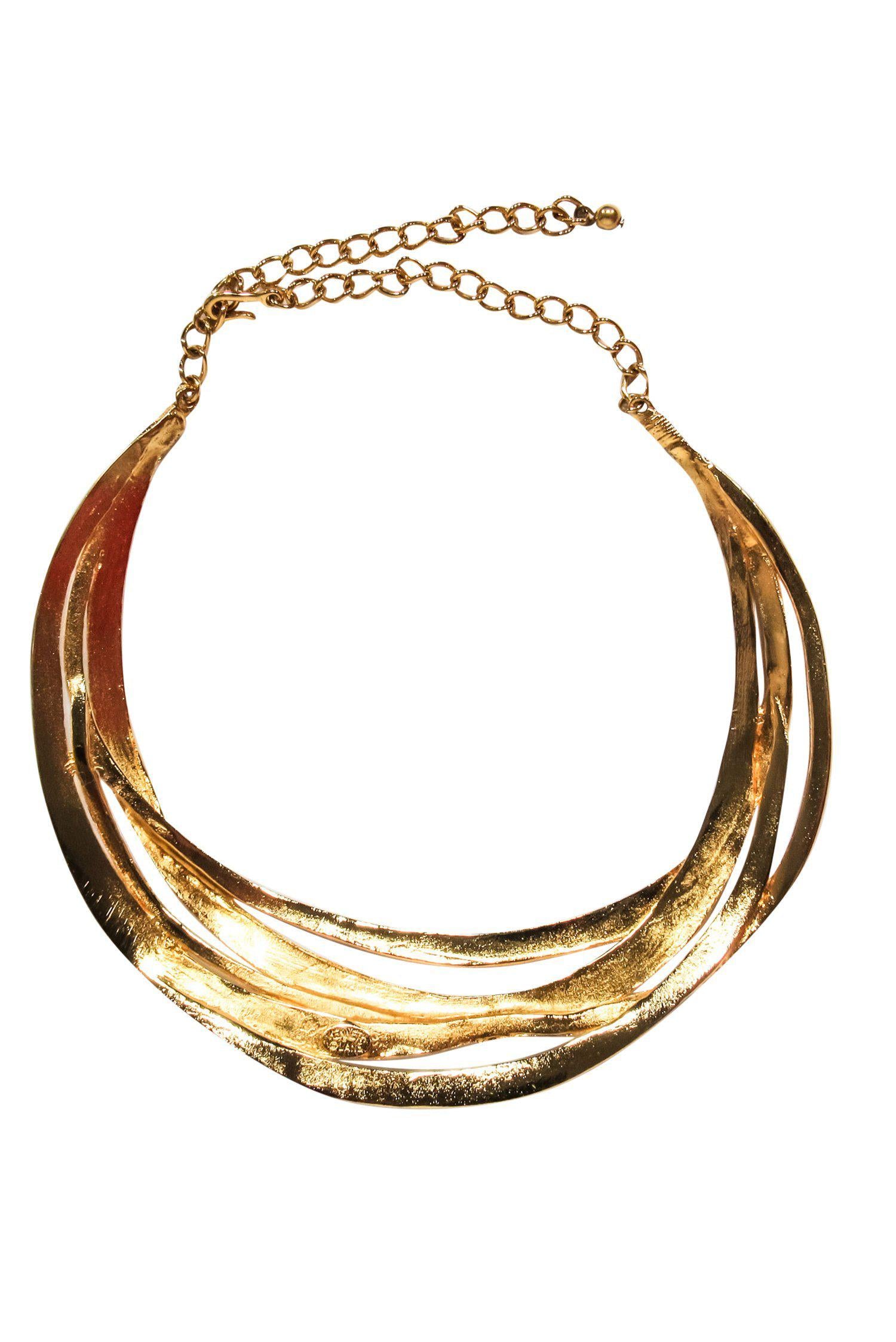 Kenneth Lane's Glittering Gold Layered Collar Choker Necklace