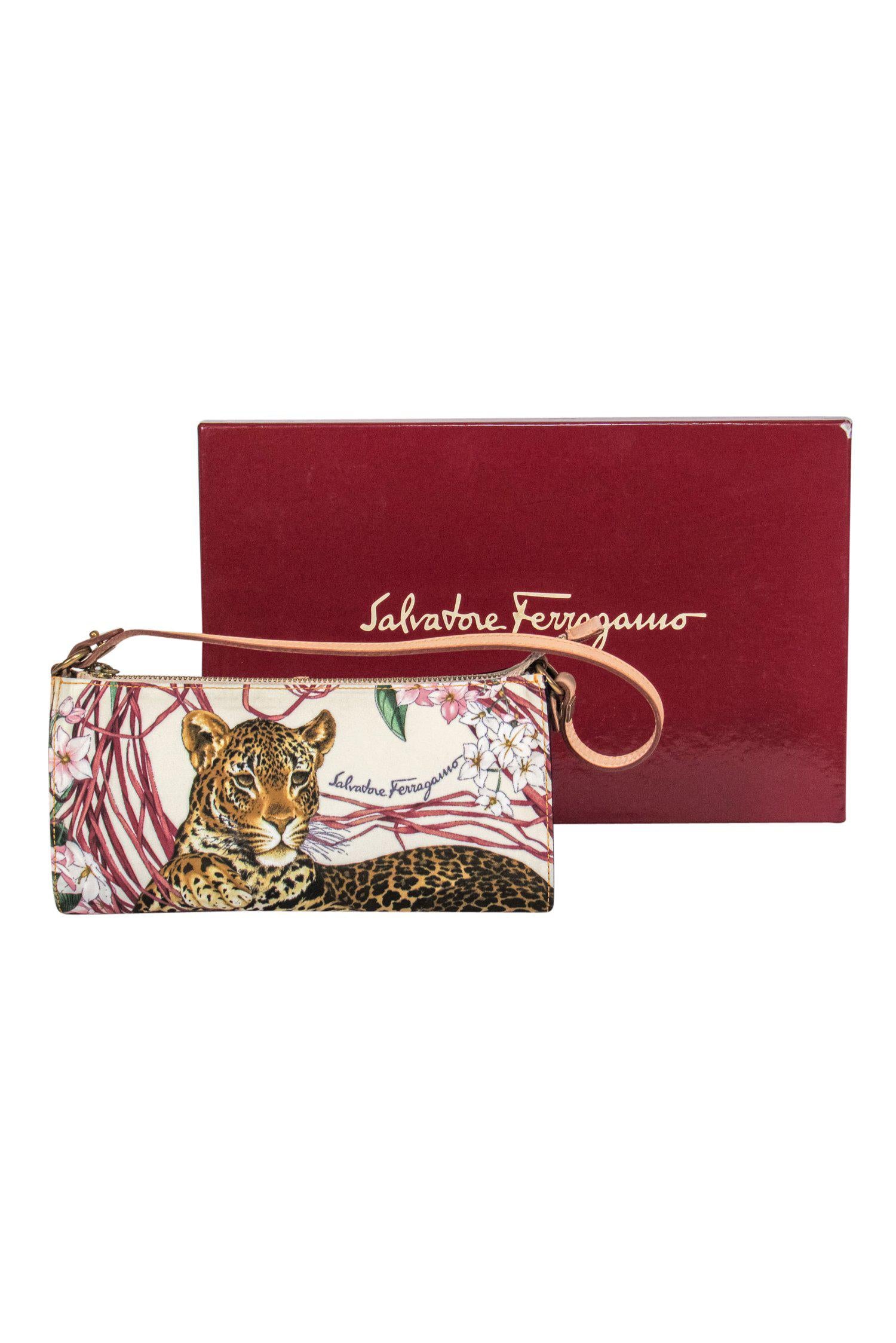 Ferragamo - Exquisite Ivory & Multicolored Safari Print Mini Handbag