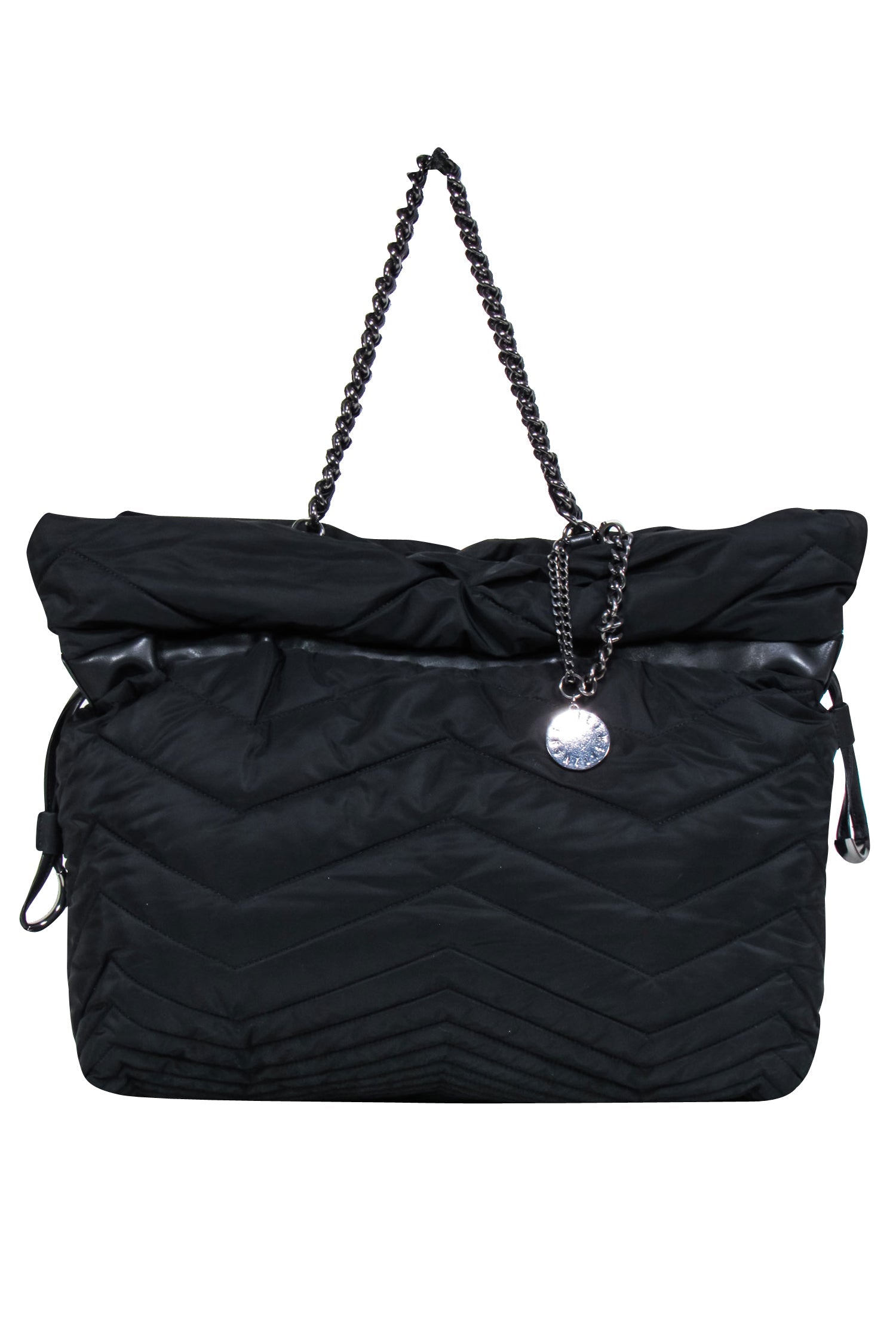 Stuart Weitzman Black Quilted Puffer Tote: The Chain - Strapped Glamour Piece
