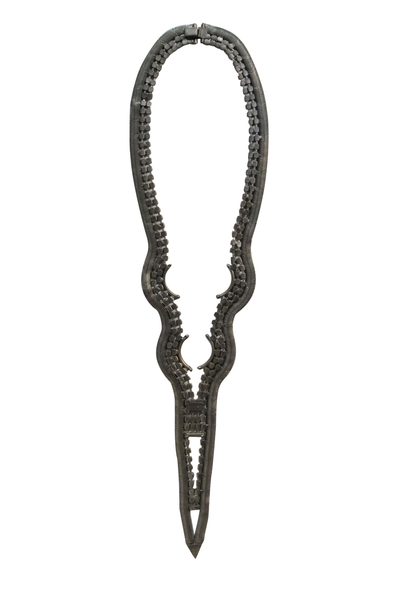 Lionette's Dazzling Bronze Squiggly Jeweled Bar Pendant Necklace