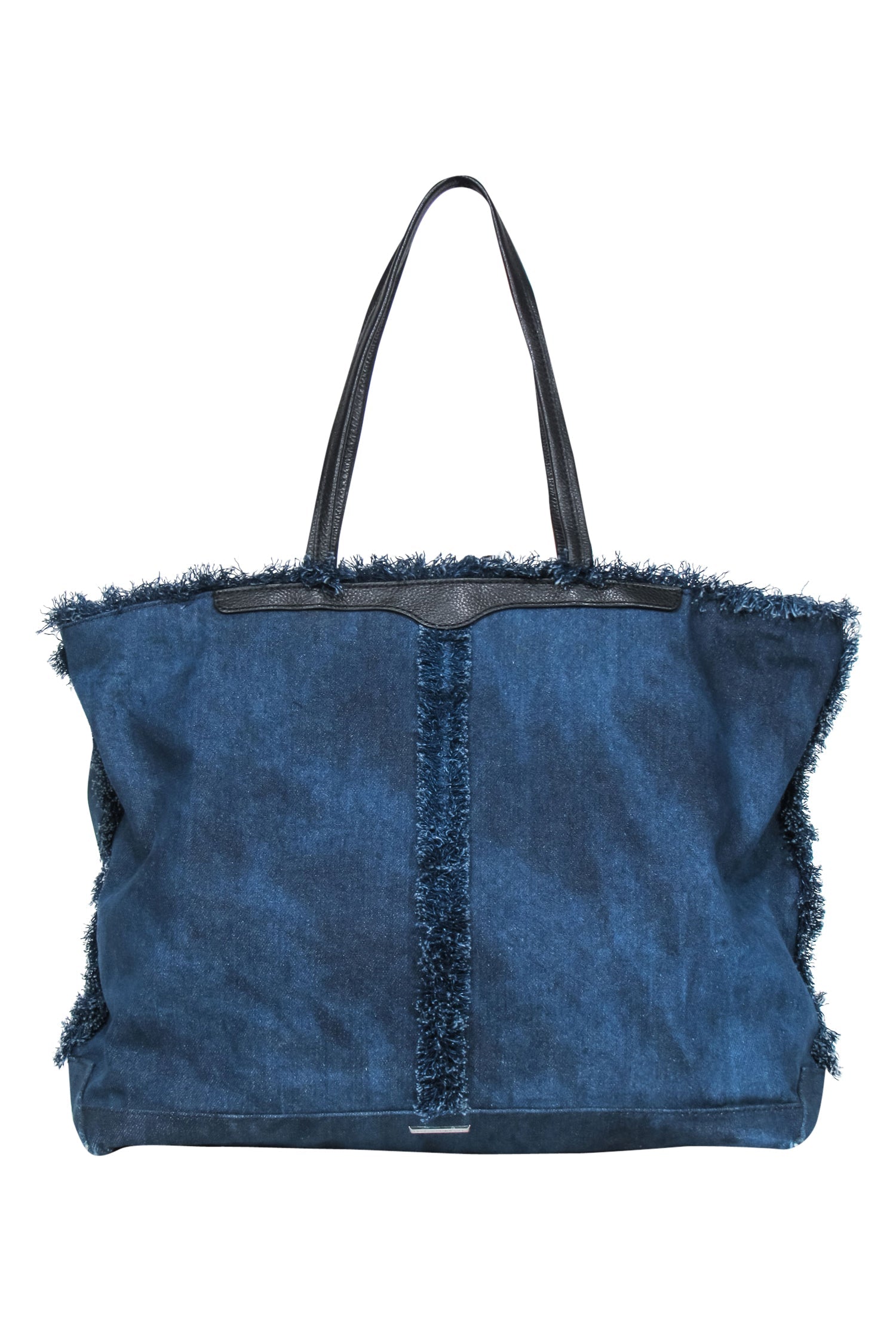 Rebecca Minkoff - Stunning Dark Wash Frayed Denim Tote with Leather Trim
