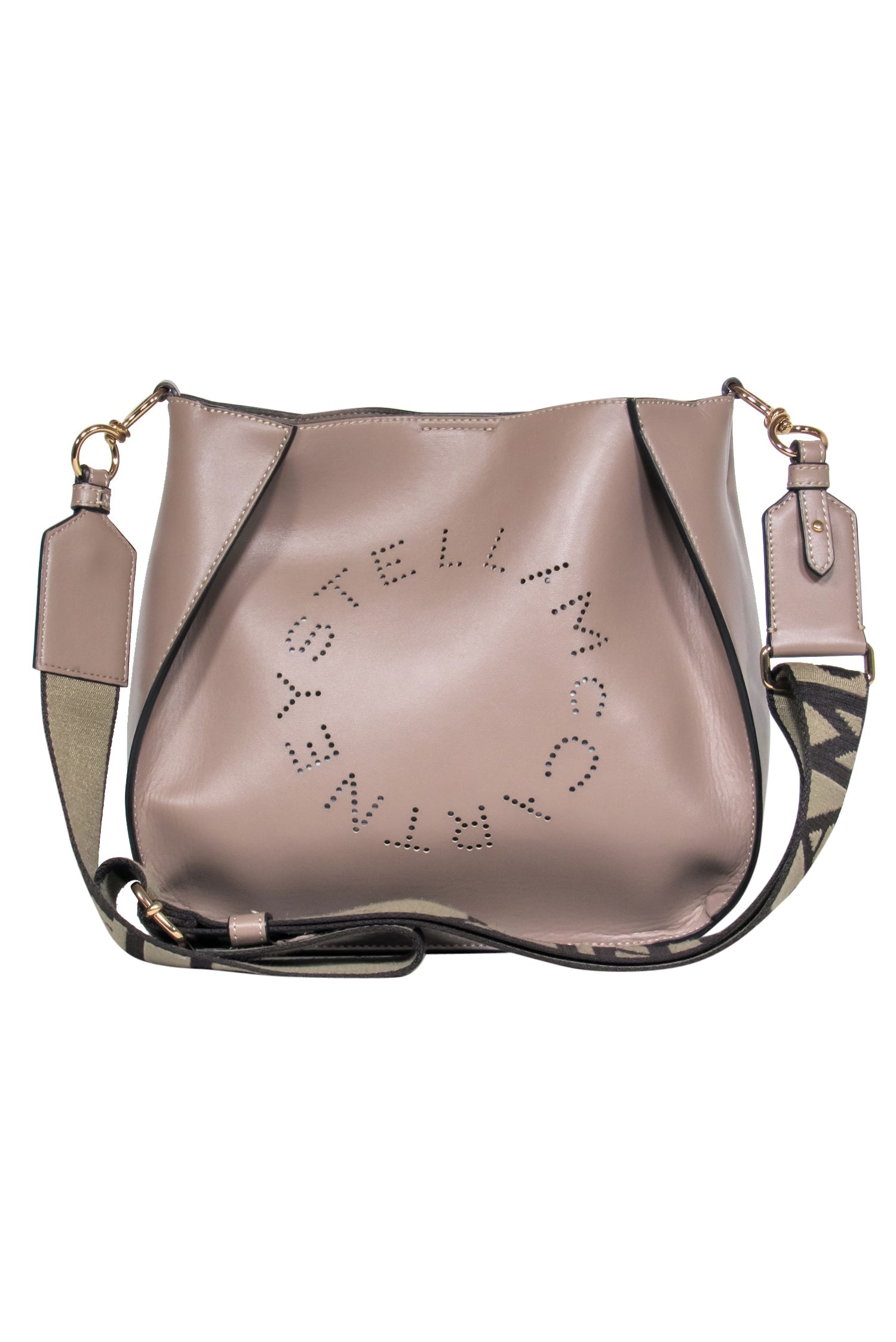 Stella McCartney Taupe Leather Crossbody Bag with Stunning Laser - Cut Logo