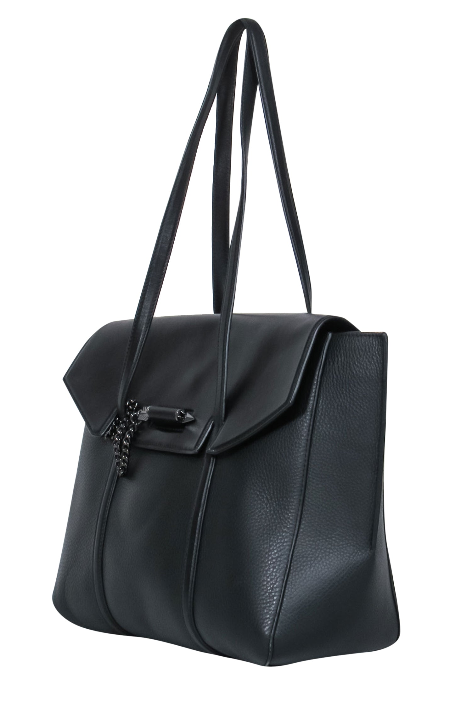 Mackage - Chic Black Pebbled Leather Tote with Striking Arrow Clasp