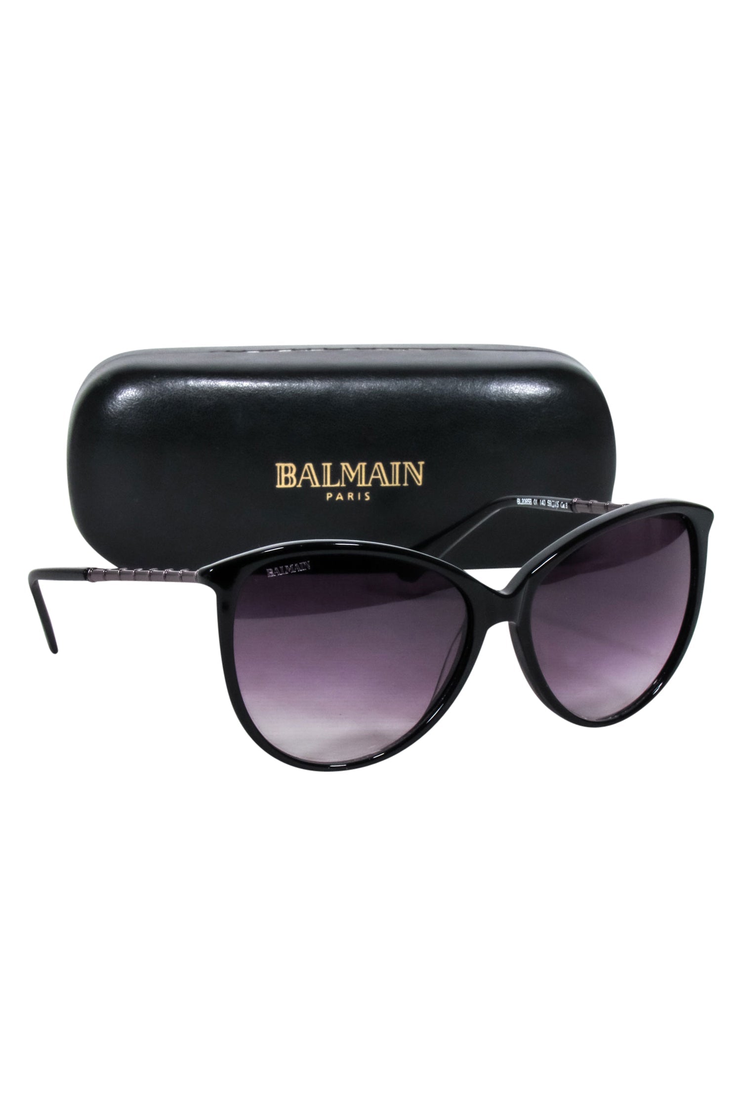 Balmain - Chic Black Circular Sunglasses with Gunmetal Leg Accents