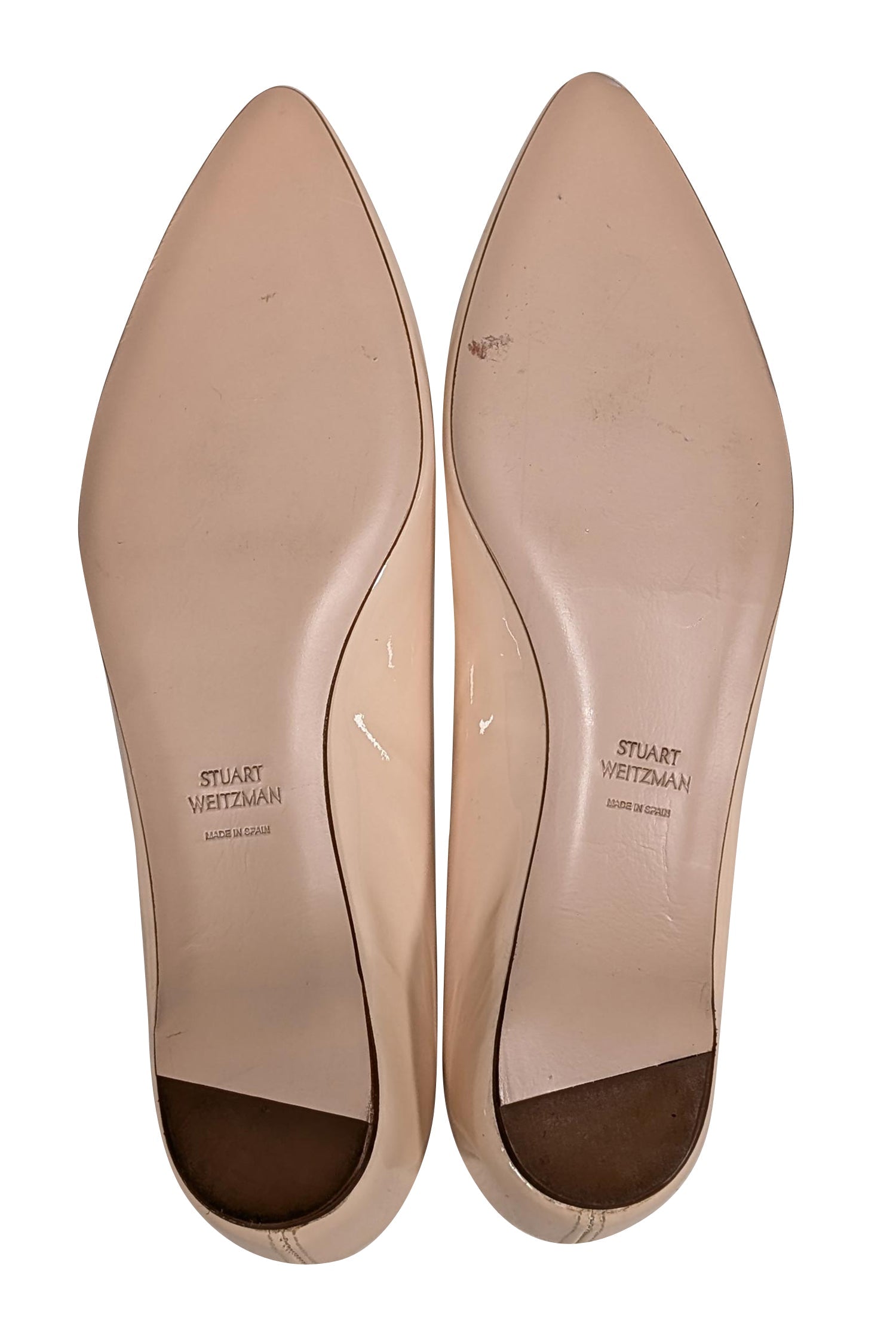 Stuart Weitzman Cream Patent Leather Pointed-Toe Flats - Size 5 - A Chic Essential!