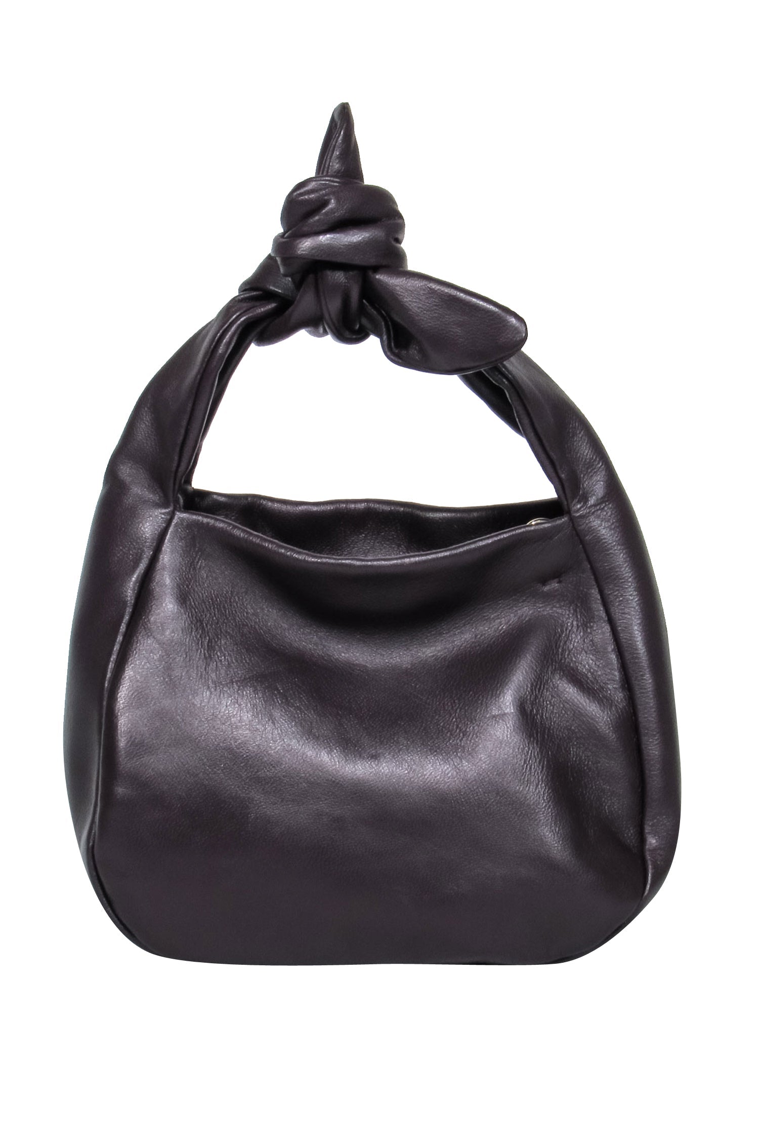 Cuyana - Stunning Burgundy Italian Leather Mini Bow Crossbody Bag with Gold-Toned Chain Strap