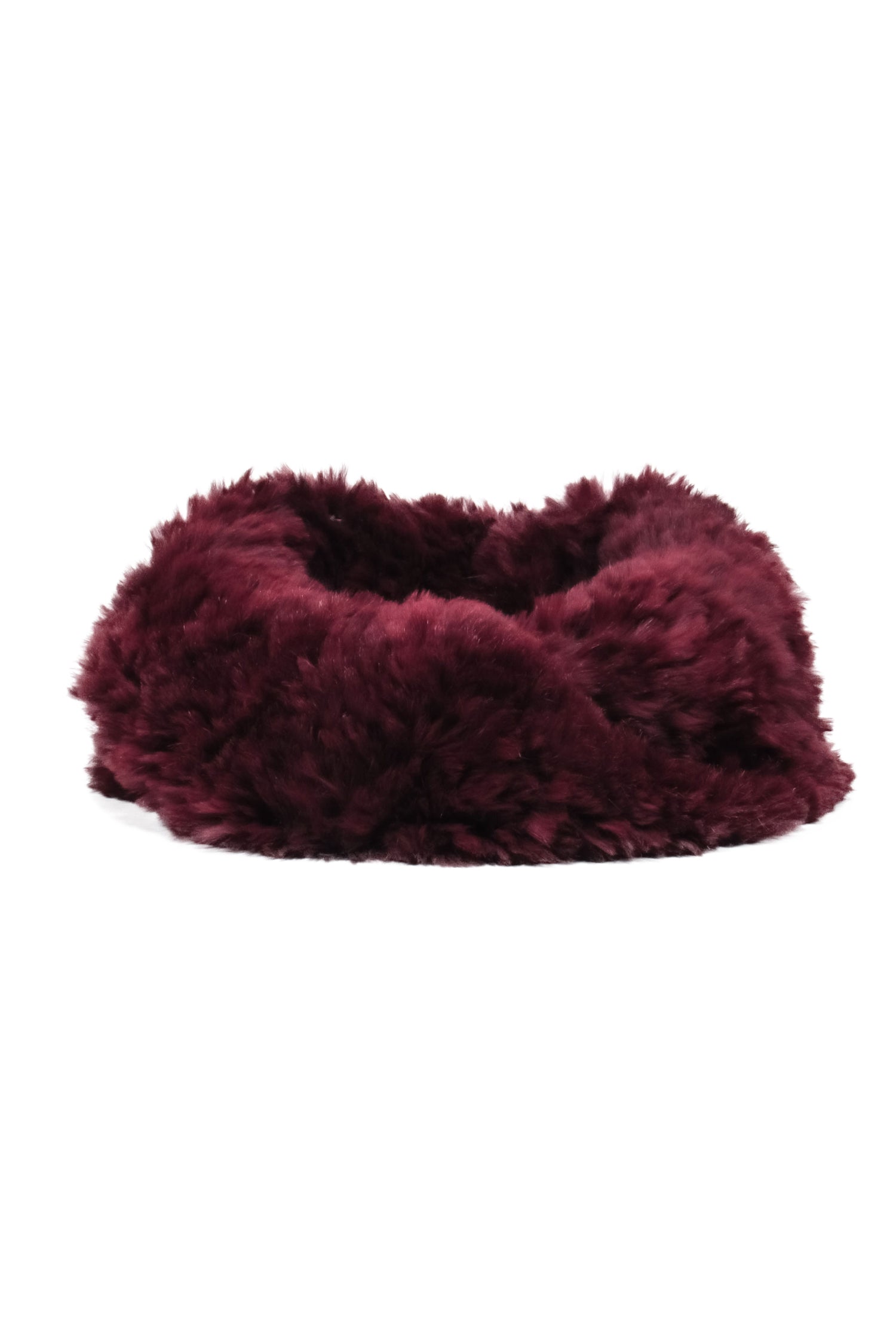 Saks Fifth Avenue - Luxurious Burgundy Rabbit Fur Stole