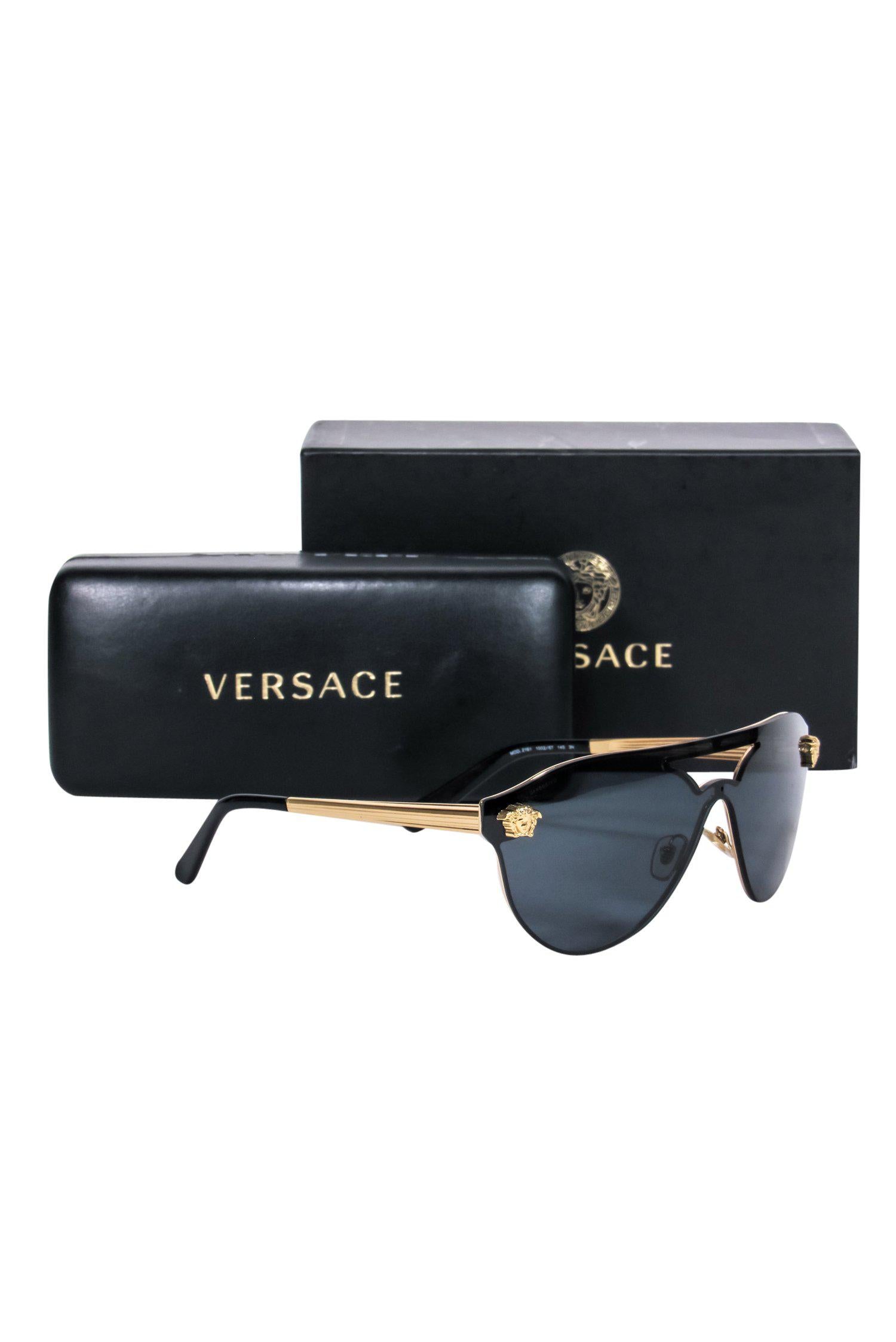 Versace - Stunning Black Shield-Style Aviator Sunglasses