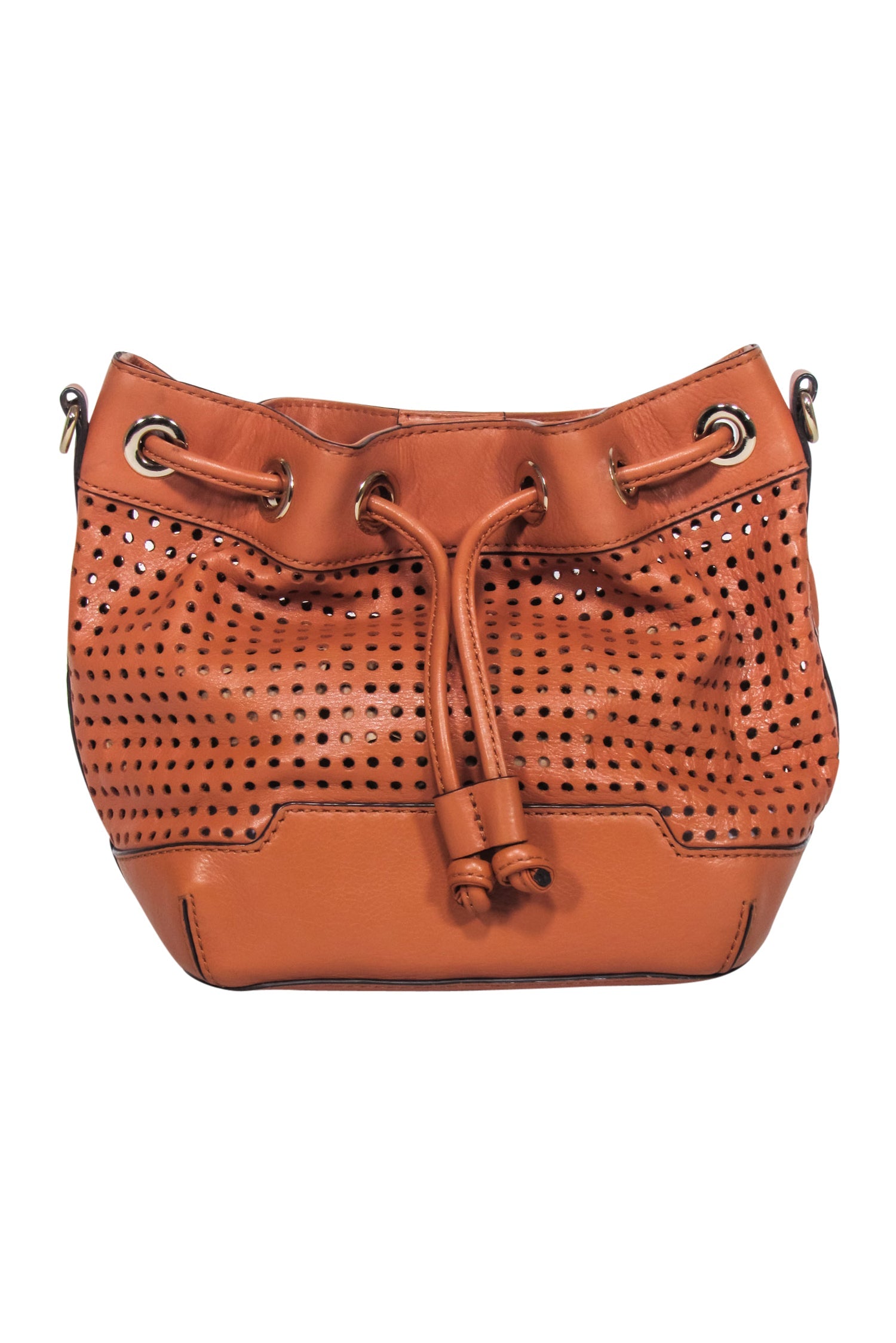 Rebecca Minkoff Tan Perforated Leather Bucket Bag - A Fashionable Essential