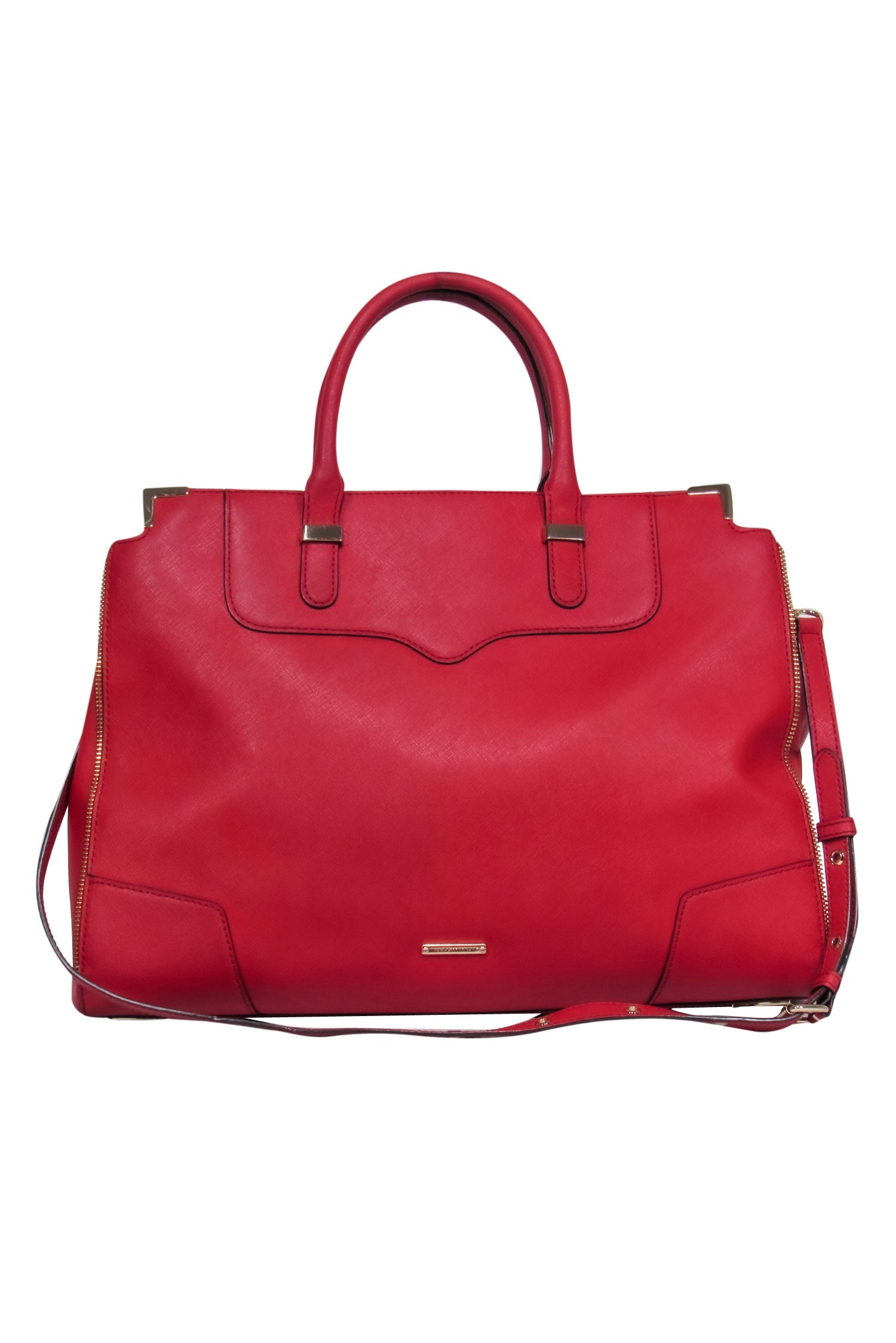 Rebecca Minkoff's Stunning Bright Red Convertible Leather Tote with Zipper Trim
