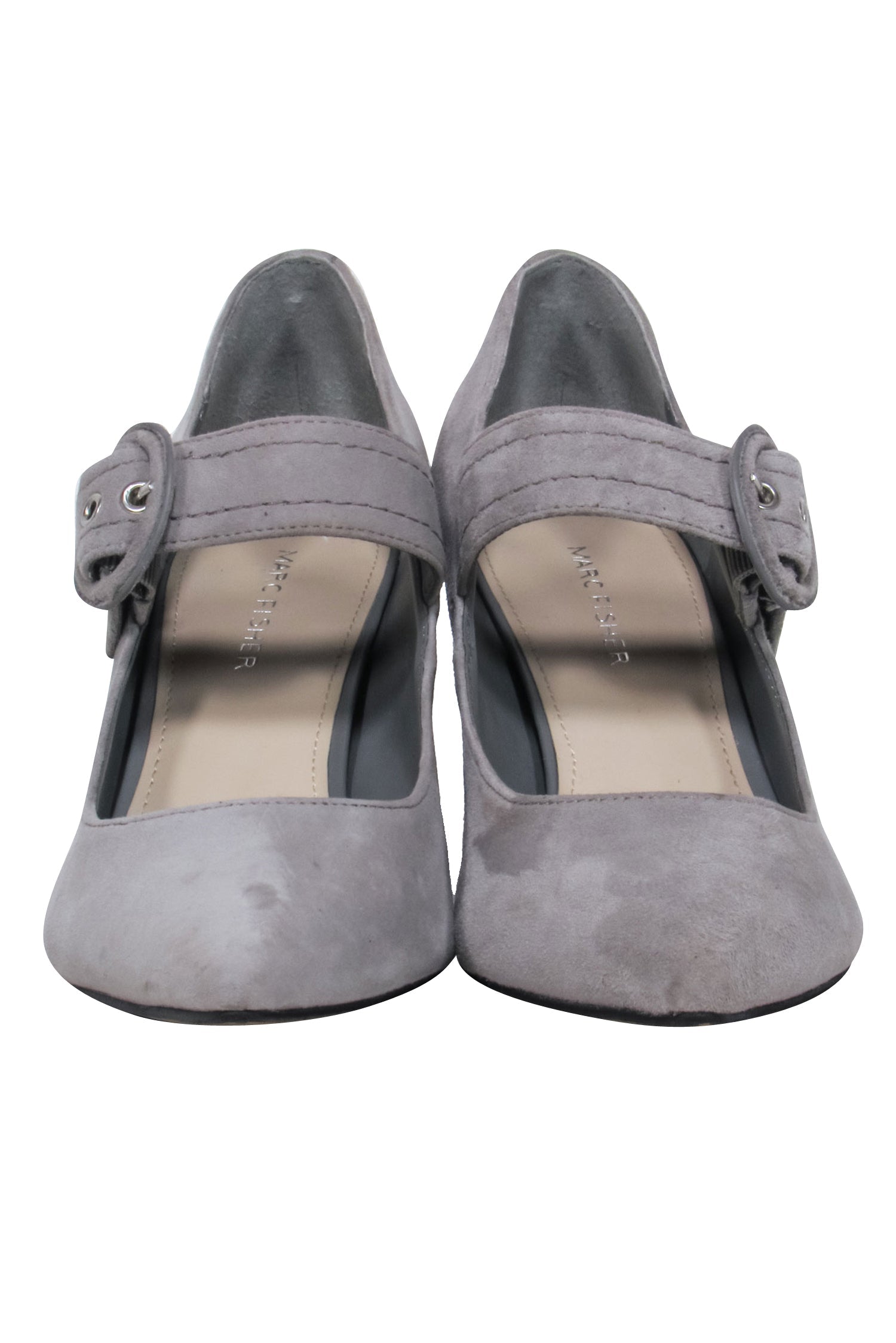 Marc Fisher Grey Suede Mary-Jane Pumps with Buckle Closure - Size 7.5 - A Fashion Must-Have!