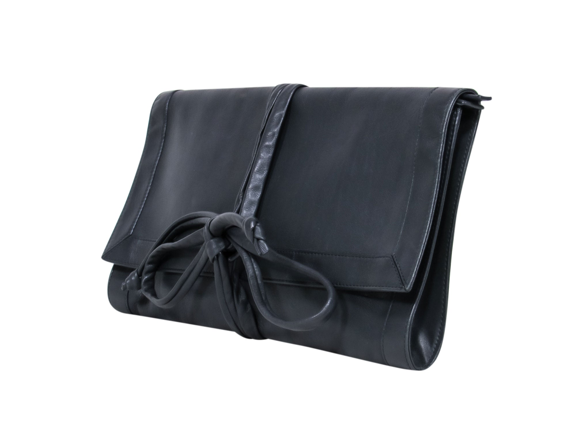 Barneys New York Black Foldover Tie - Strap Clutch: A Style Essential