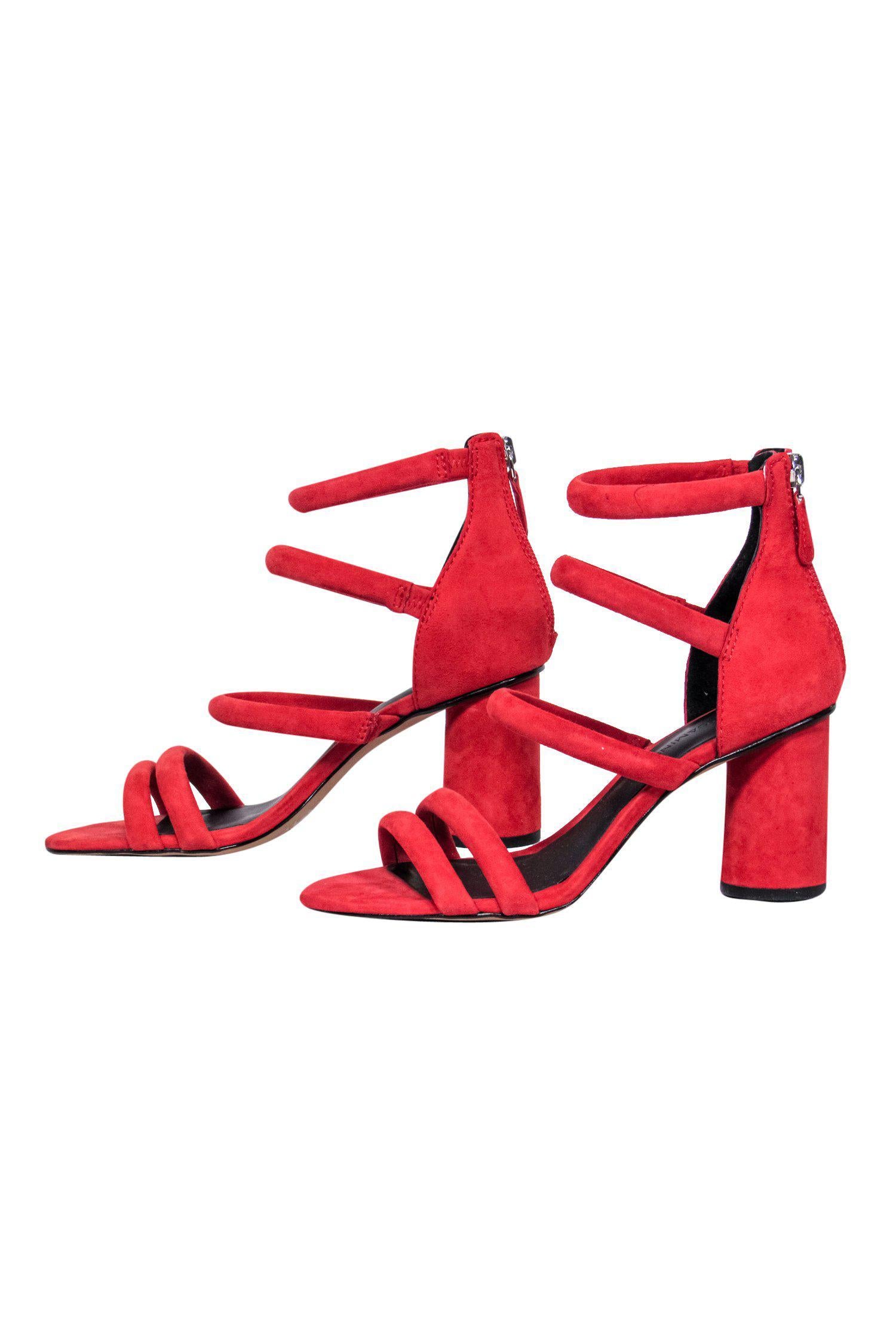 Rebecca Minkoff's Fiery Red Suede Strappy Pumps - Size 6
