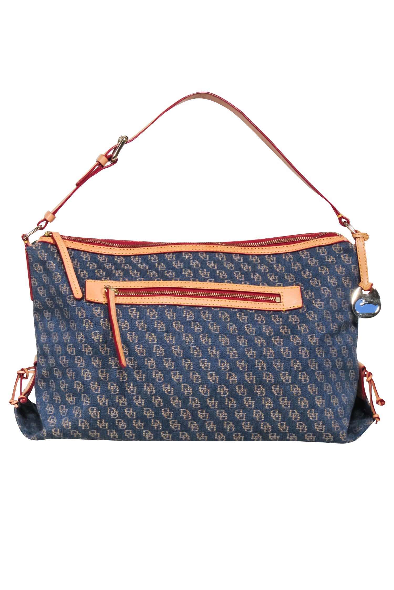 Dooney & Bourke - Trendy Blue Denim Logo Brocade Shoulder Bag