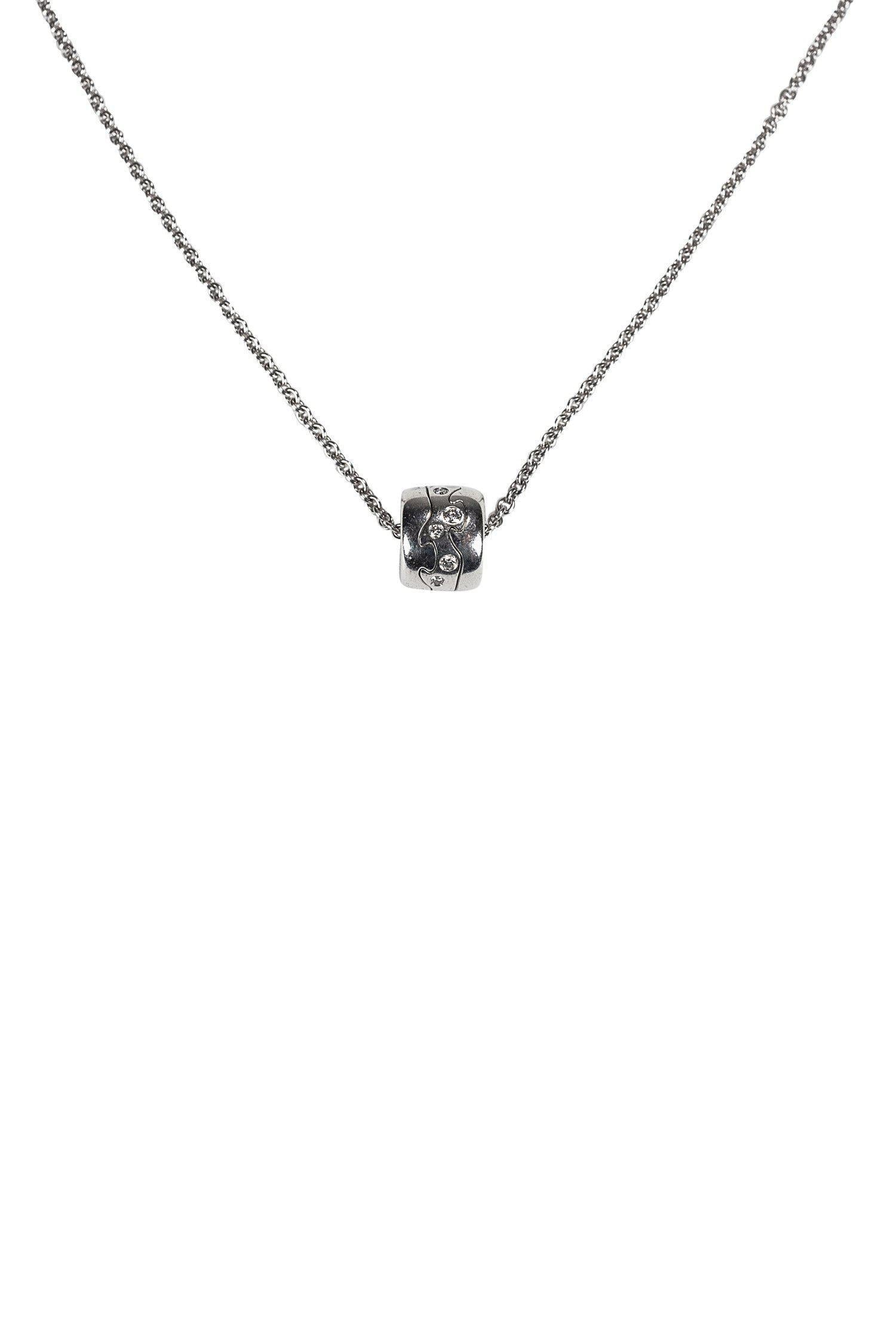 Georg Jensen - Exquisite 18K White Gold Diamond Bead Pendant Necklace