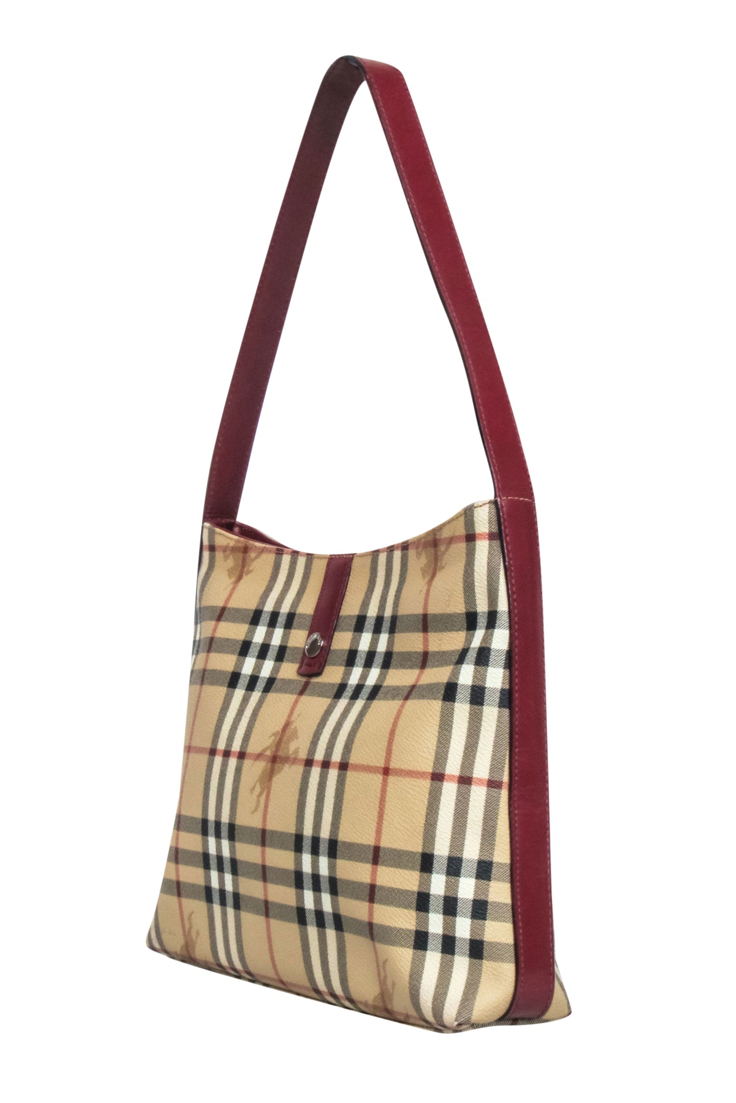 Burberry - Chic Beige Signature Plaid Logo Shoulder Bag