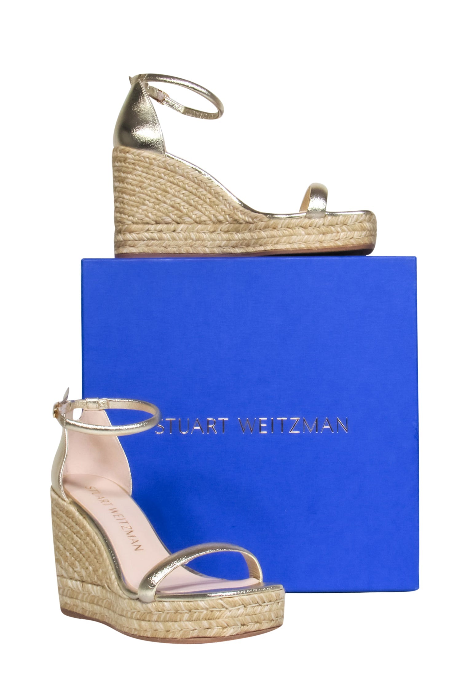 Stuart Weitzman Gold Espadrille Wedge Heels - Size 9.5: Add Glamour Now!