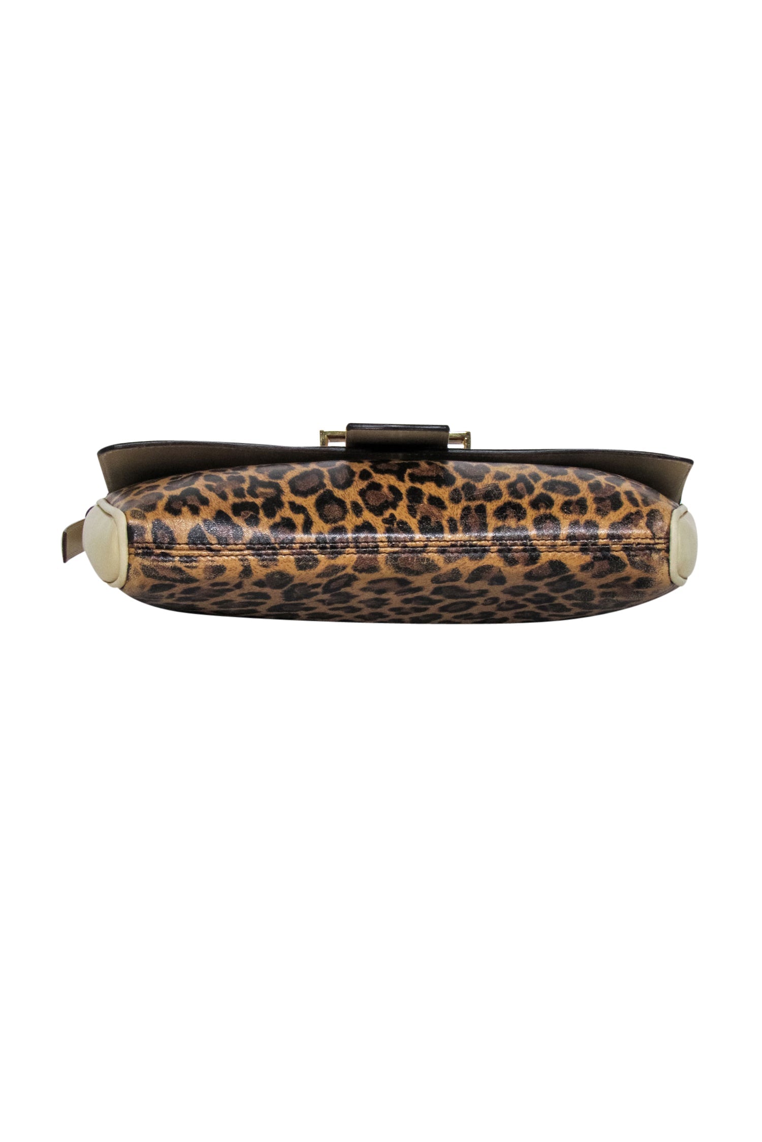 Dolce & Gabbana - Stunning Tan Leopard Print Baguette Bag with Beige Leather Trims