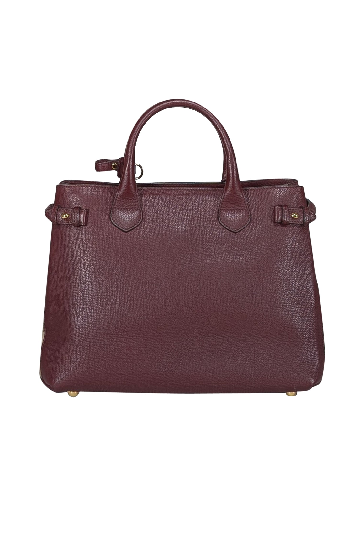 Burberry Maroon House Check Leather Medium Satchel - A Chic Fall Essential