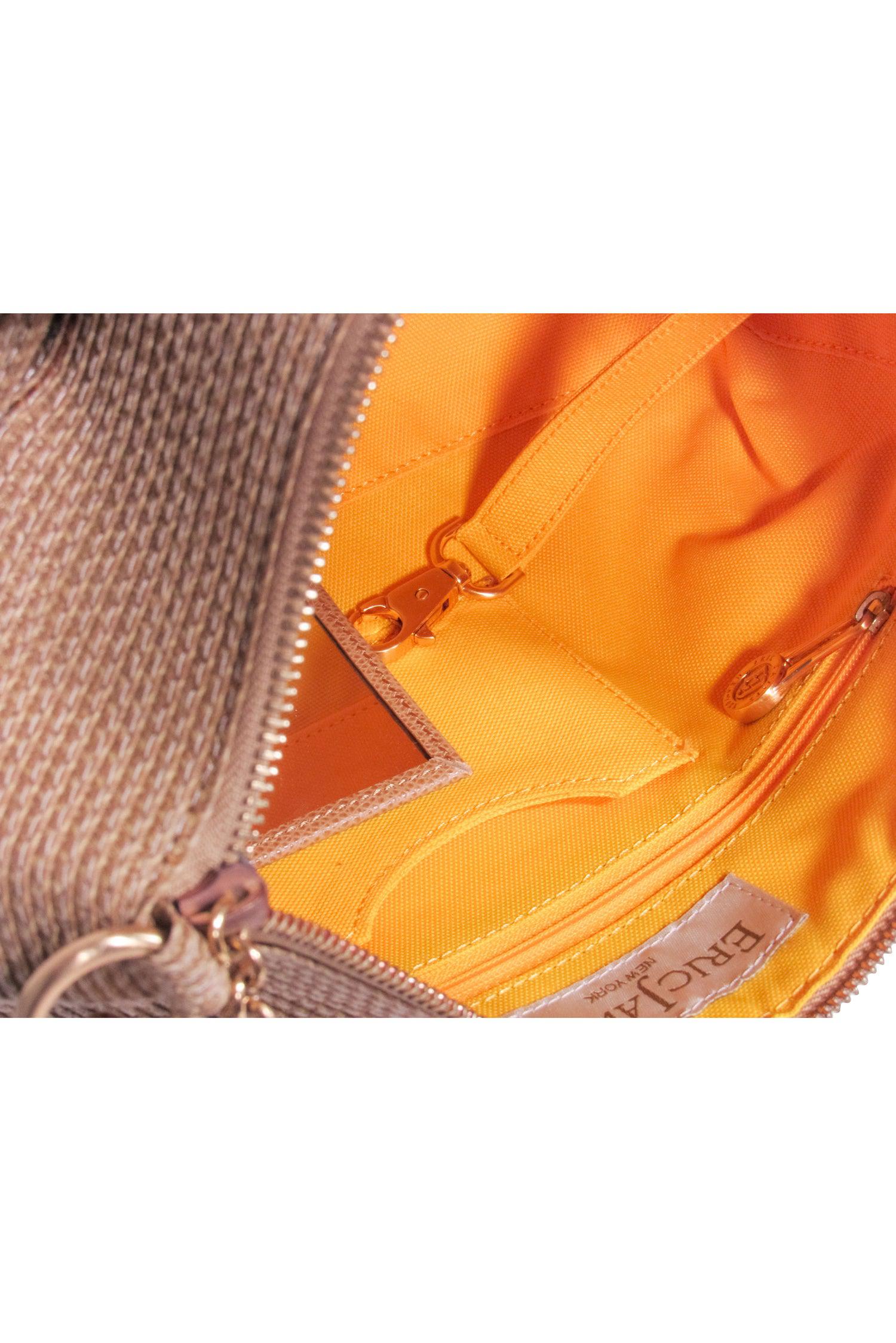 Eric Javits Beige Woven Shoulder Bag: A Stylish Accessory with Braided Chain Strap