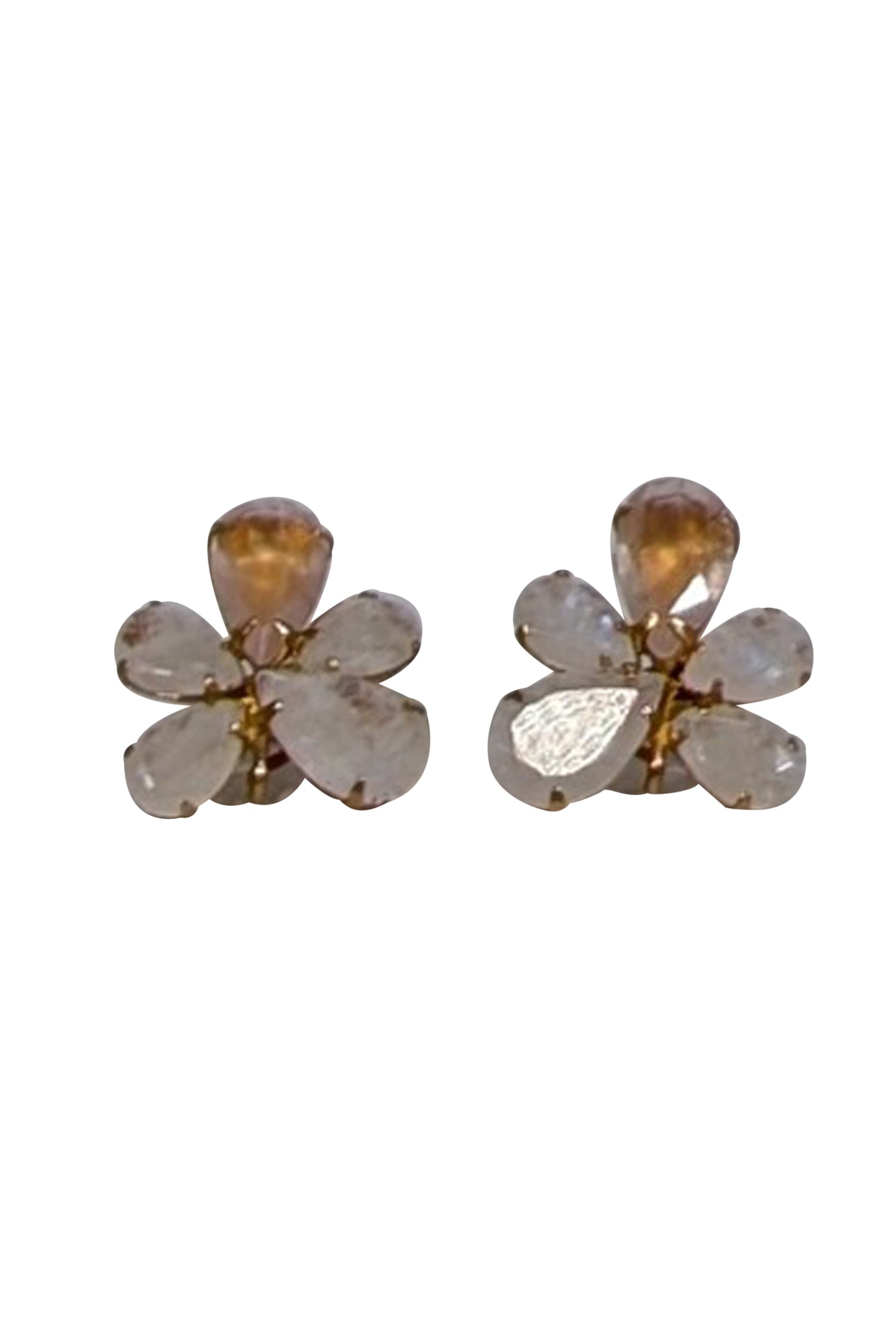 Bounkit's Enchanting Pink & Cream Floral Cluster Stud Earrings with Gorgeous Gold Backing