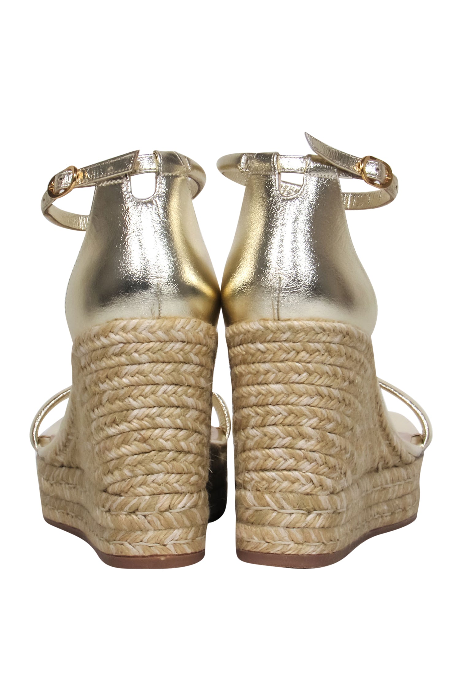 Stuart Weitzman Gold Espadrille Wedge Heels - Size 9.5: Add Glamour Now!