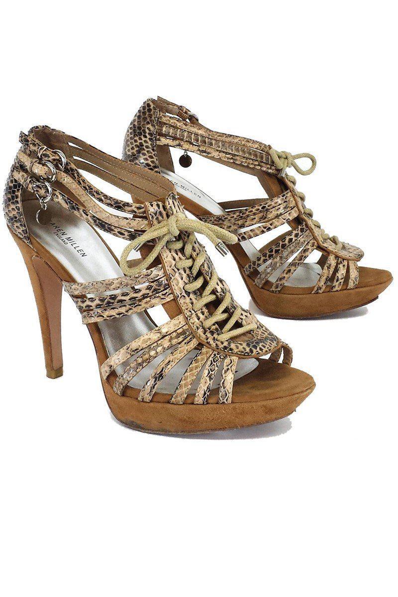 Gorgeous Karen Millen Tan Snakeskin Leather Embossed Heels - Size 8! Grab Yours Now!
