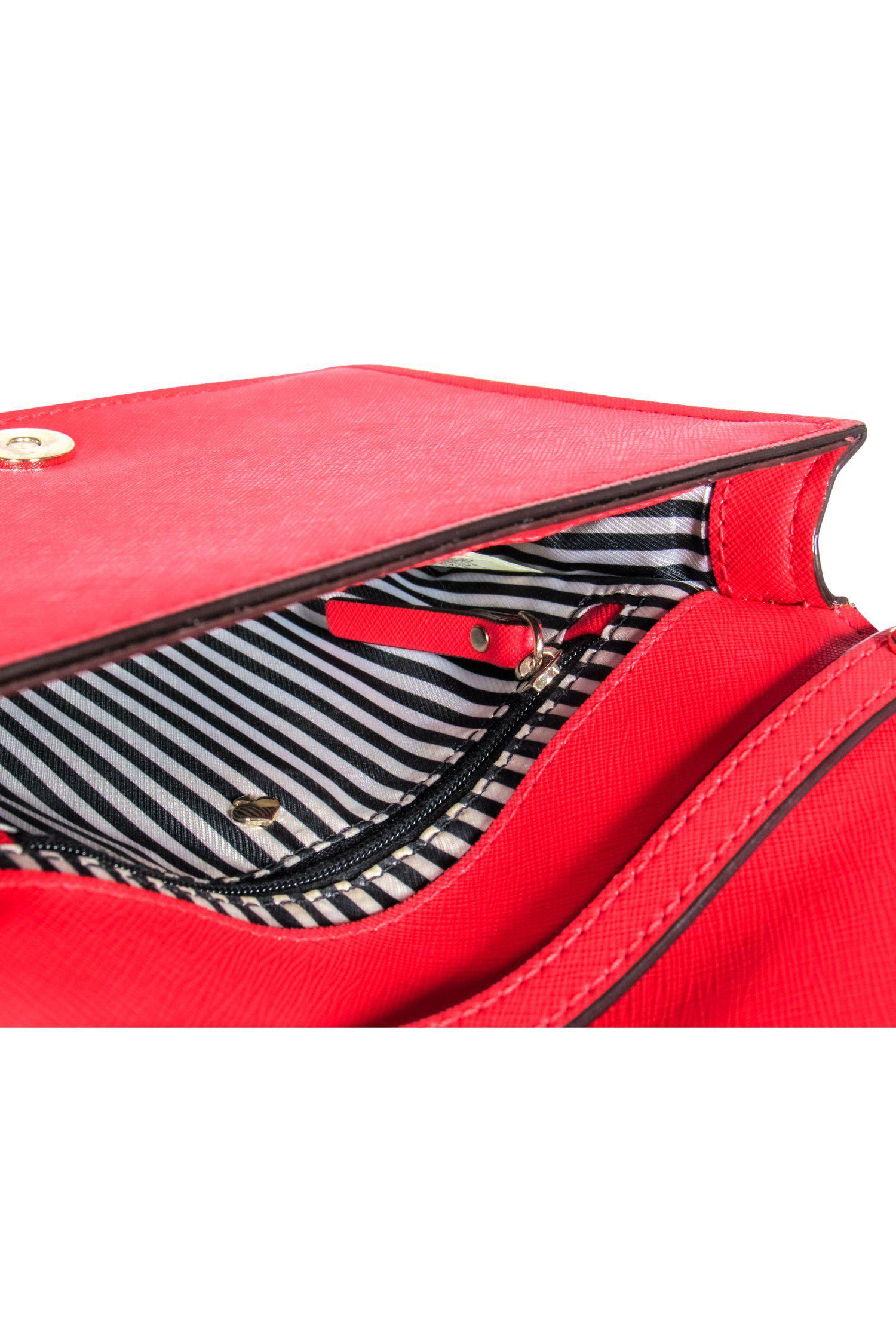Kate Spade Red Textured Leather Square Crossbody Bag - Stylish and Functional!