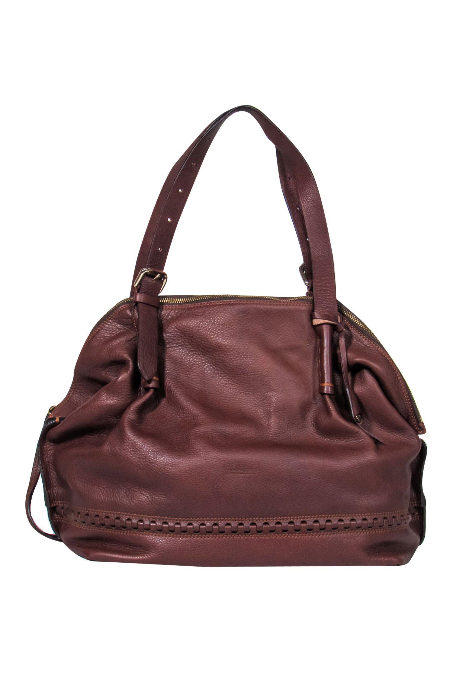 Dooney & Bourke - Stunning Large Brown Leather Braided Diamond Shopper Tote