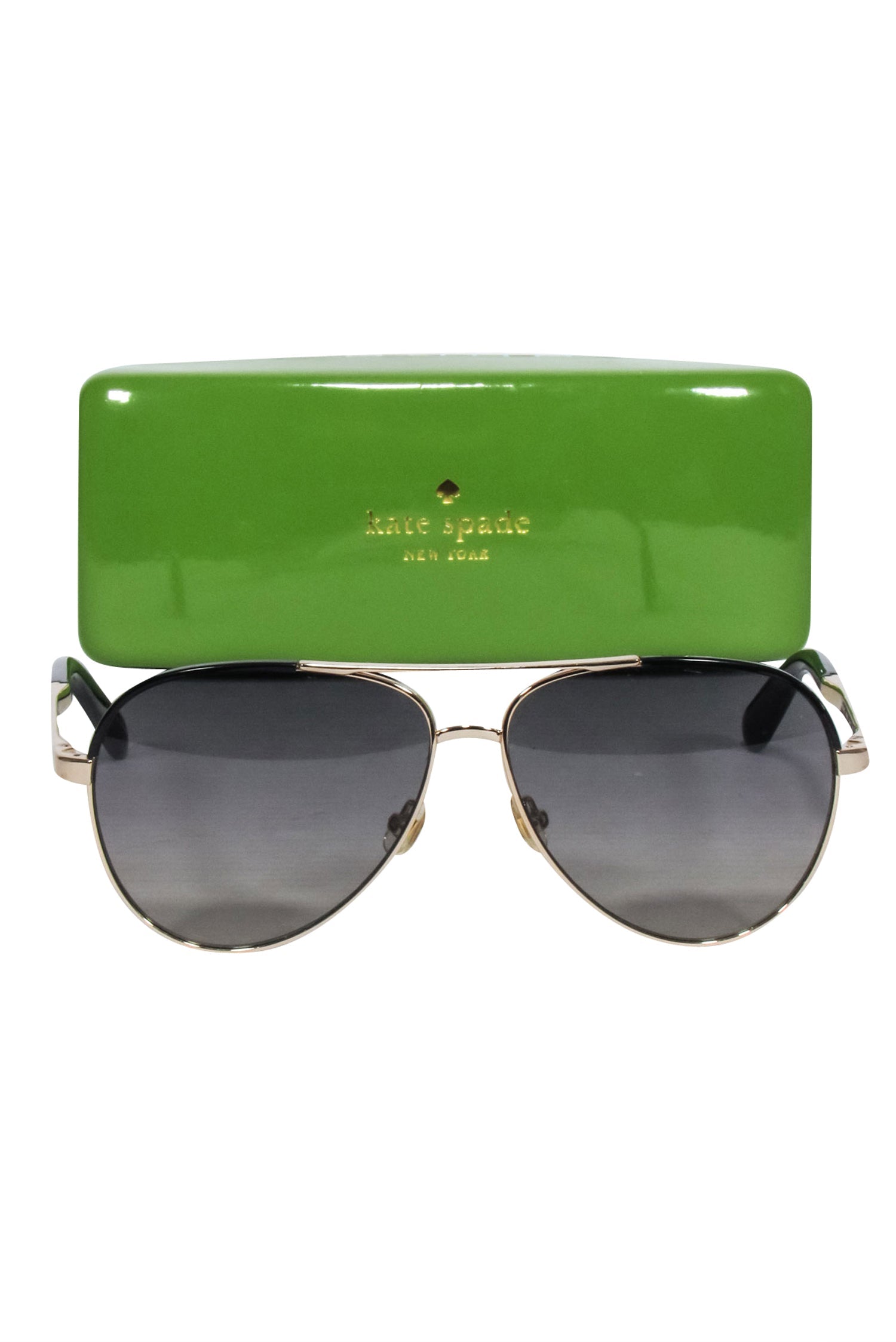 Kate Spade Gold Aviator Sunglasses: Sleek Style with Black Trim and Dark Lenses