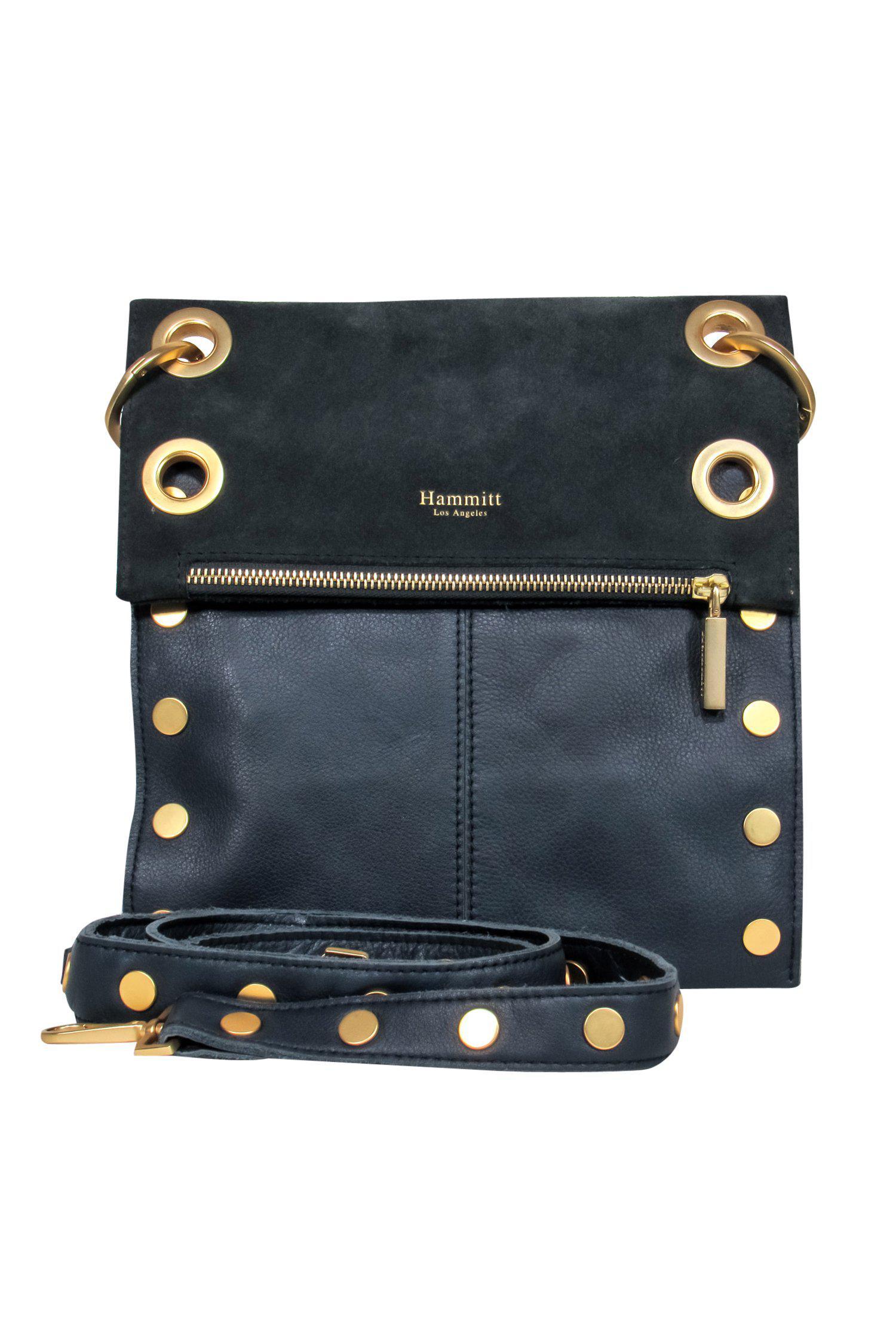 Hammitt Navy & Gold Studded Leather Fold-Over VIP Crossbody Bag - A Rebellious Classic