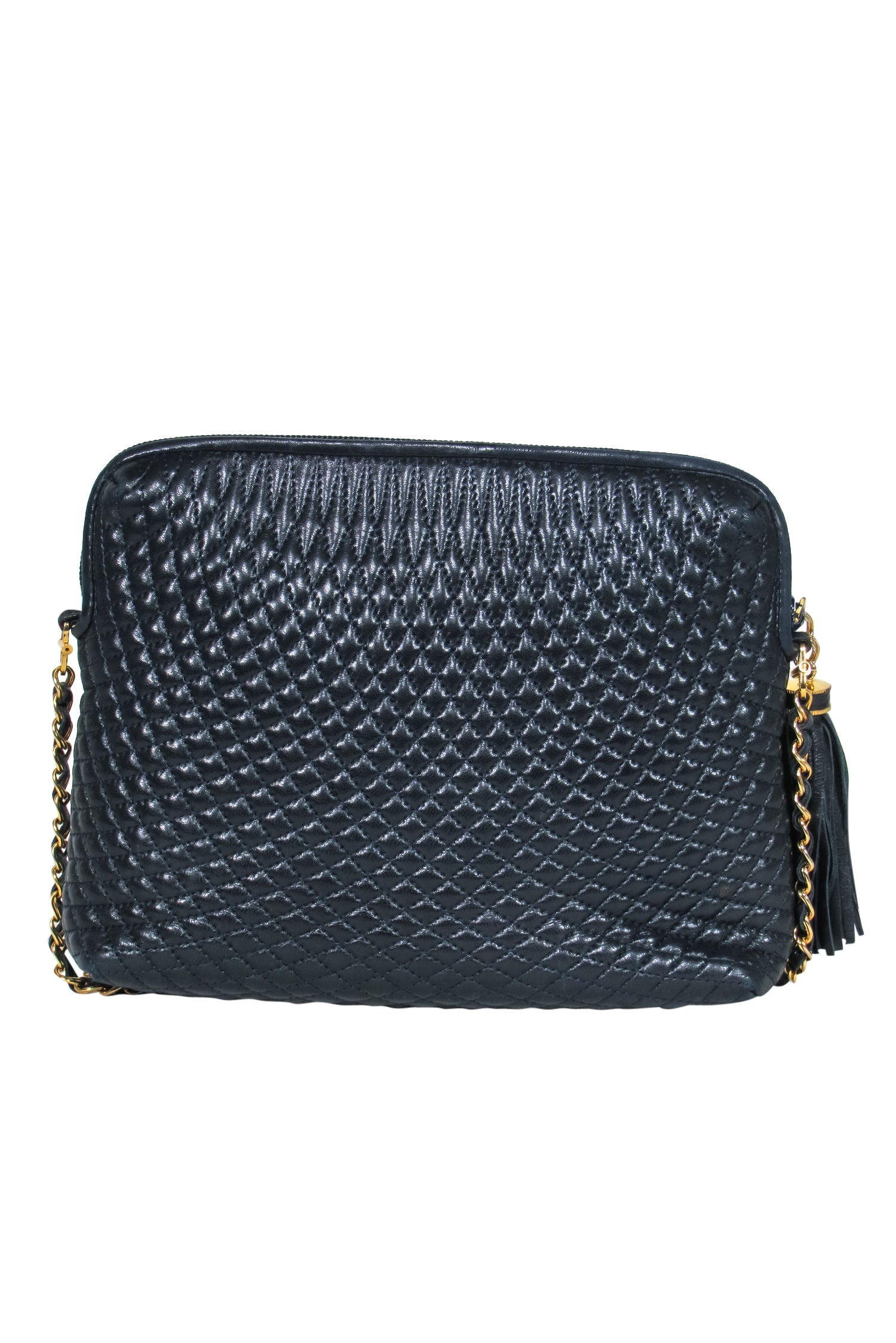 Bally - Gorgeous Midnight Blue Quilted Leather Crossbody Bag with Chain Strap