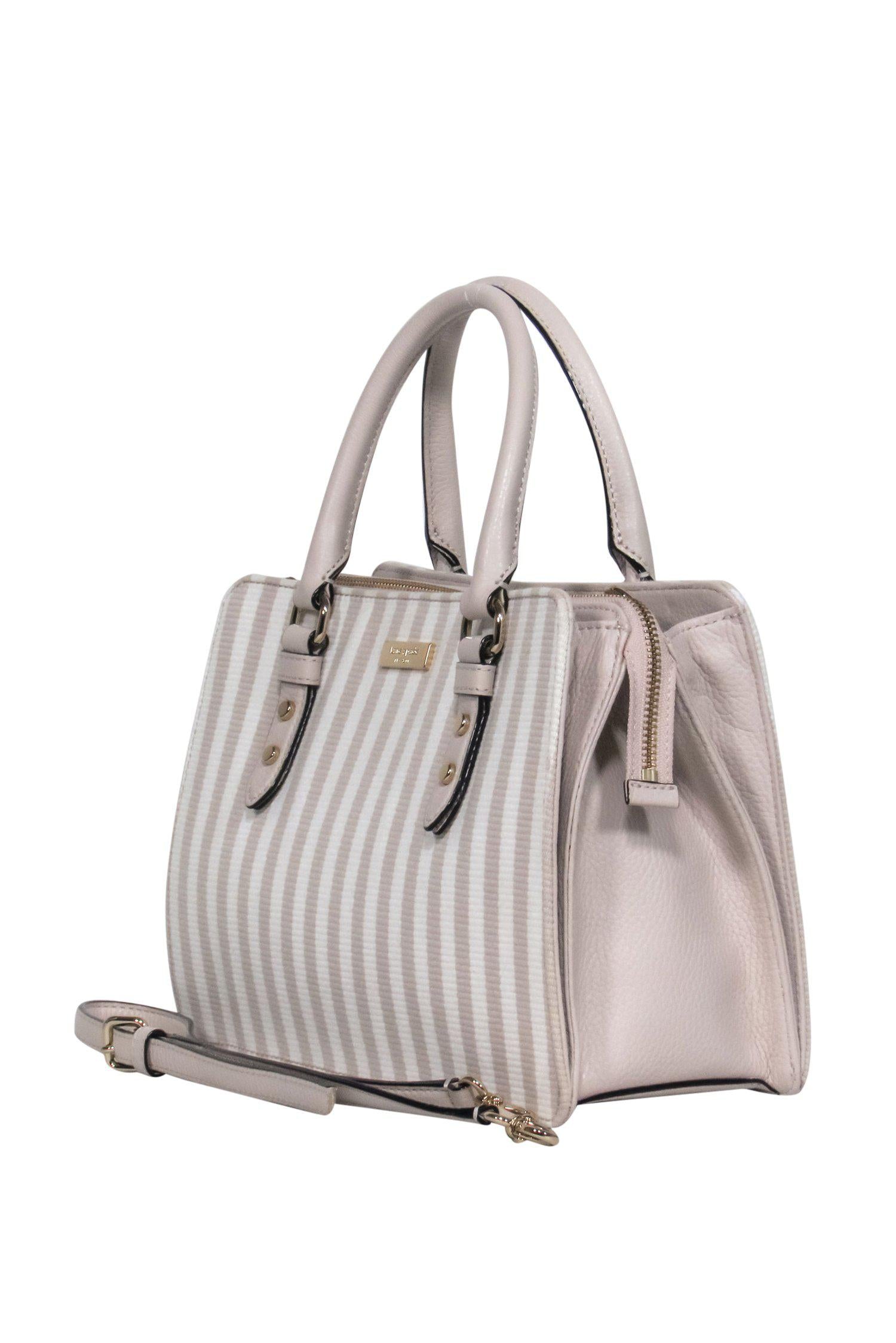 Kate Spade - Stunning Beige & Cream Striped Structured Satchel