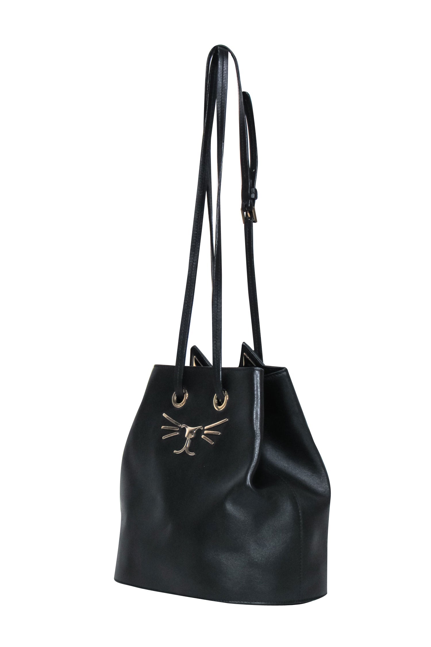 Charlotte Olympia - Stunning Black Leather Feline Bucket Bag