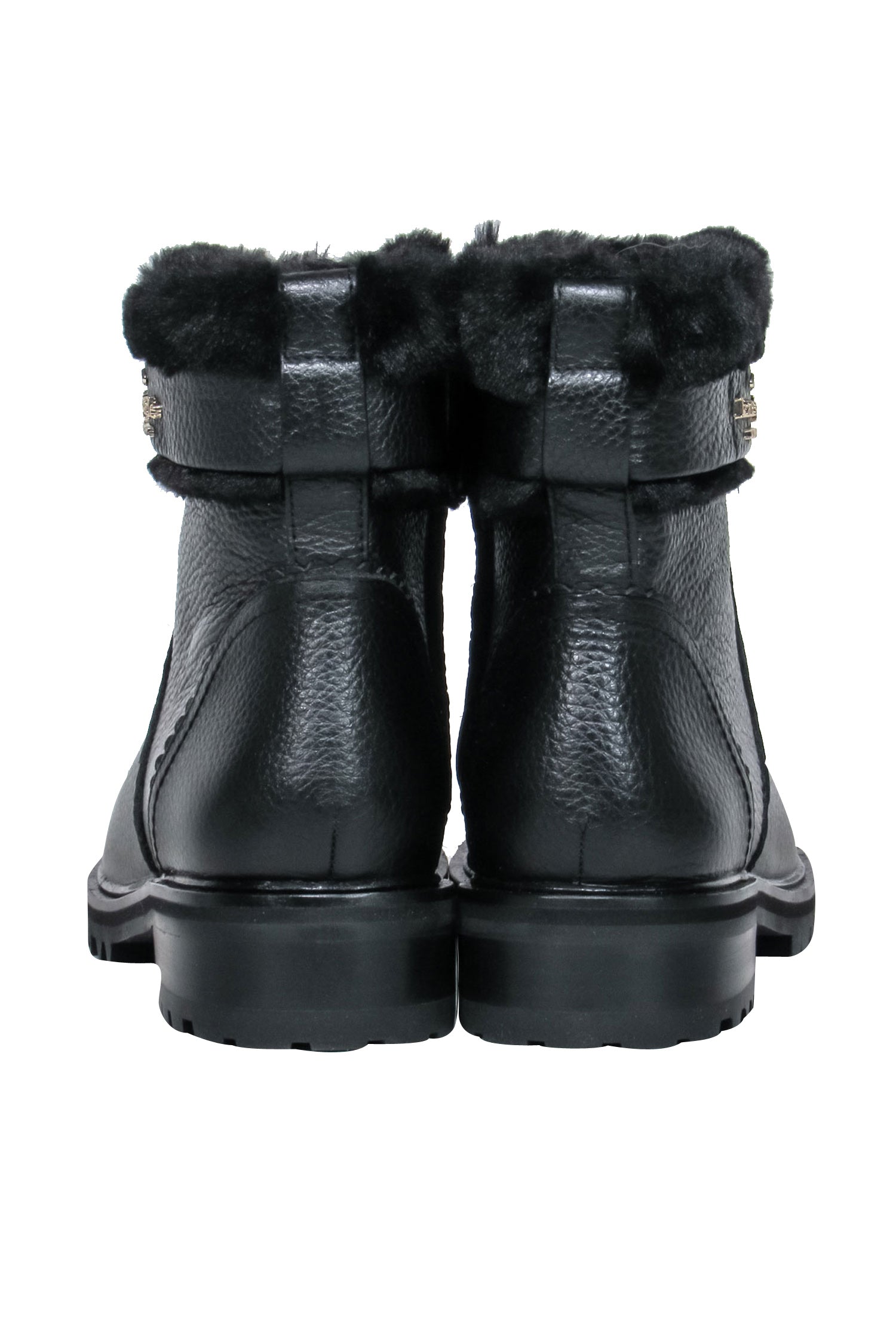 Kate Spade Bailee Winter Bootie - Black Leather with Faux Fur Trim, Size 6.5