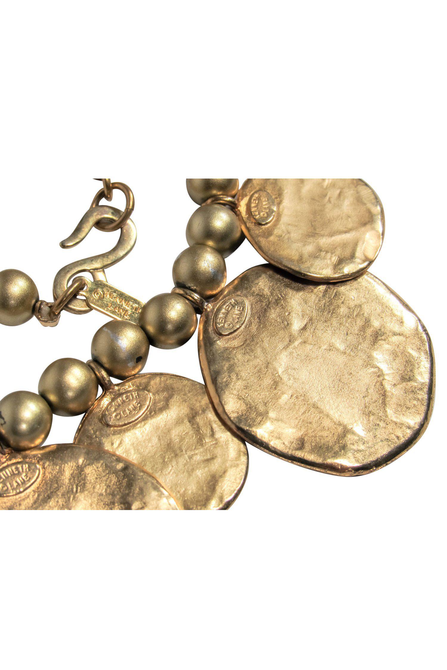 Kenneth Lane - Stunning Gold Hammered Coin Beaded Necklace