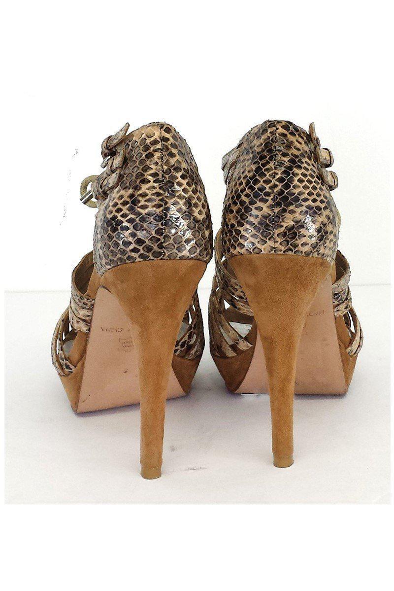 Gorgeous Karen Millen Tan Snakeskin Leather Embossed Heels - Size 8! Grab Yours Now!