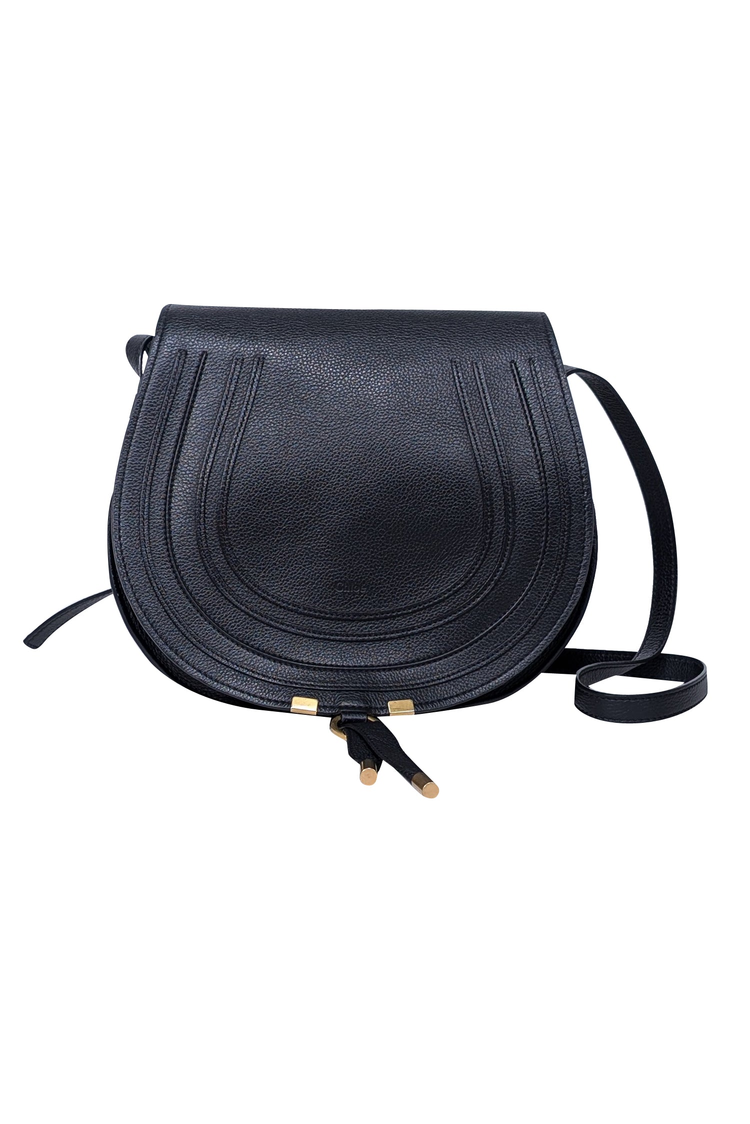 Chloe Marcie Medium Crossbody Bag - Stunning Black Grained Leather
