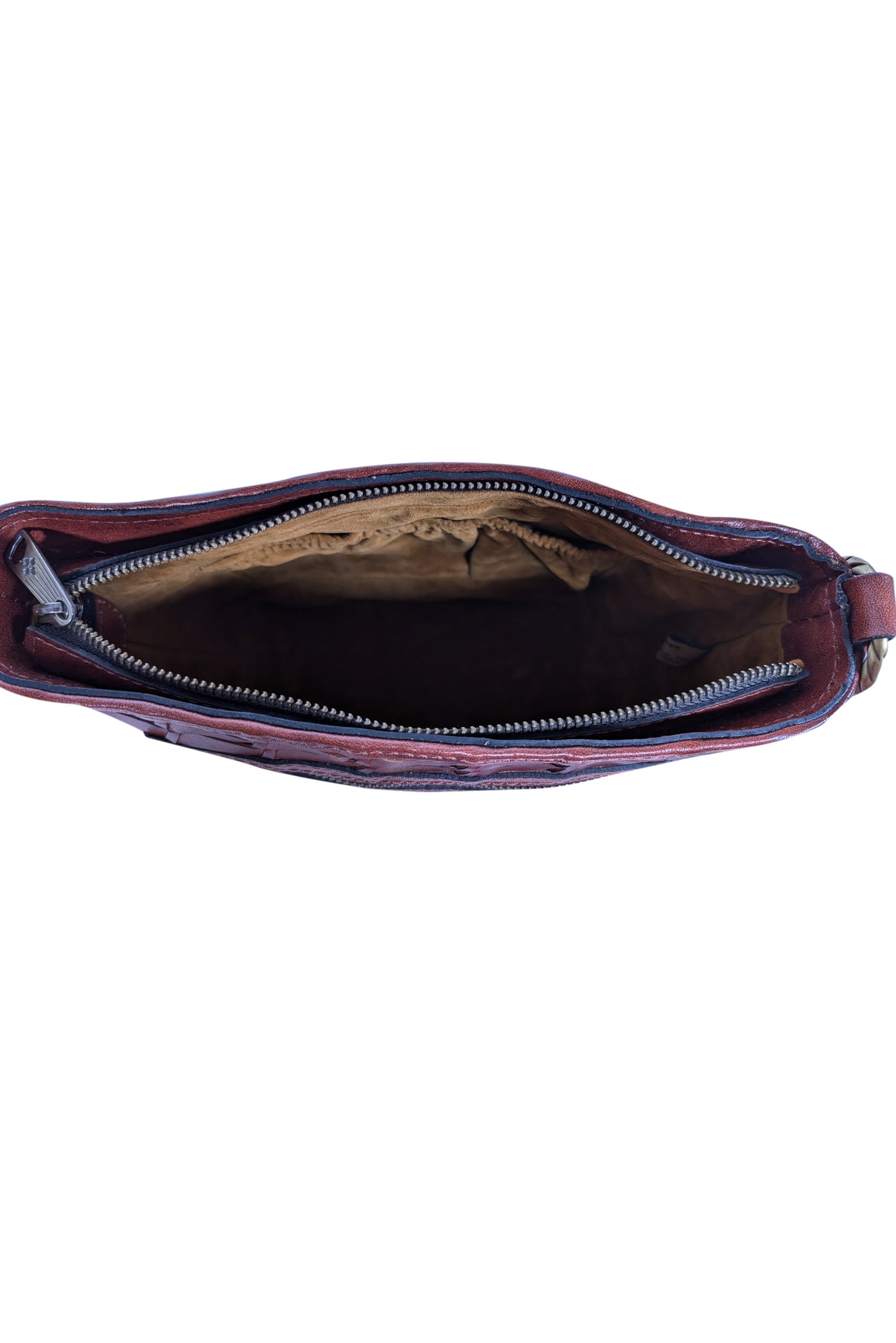 Patricia Nash - Stunning Cognac Leather Woven Crossbody Bag
