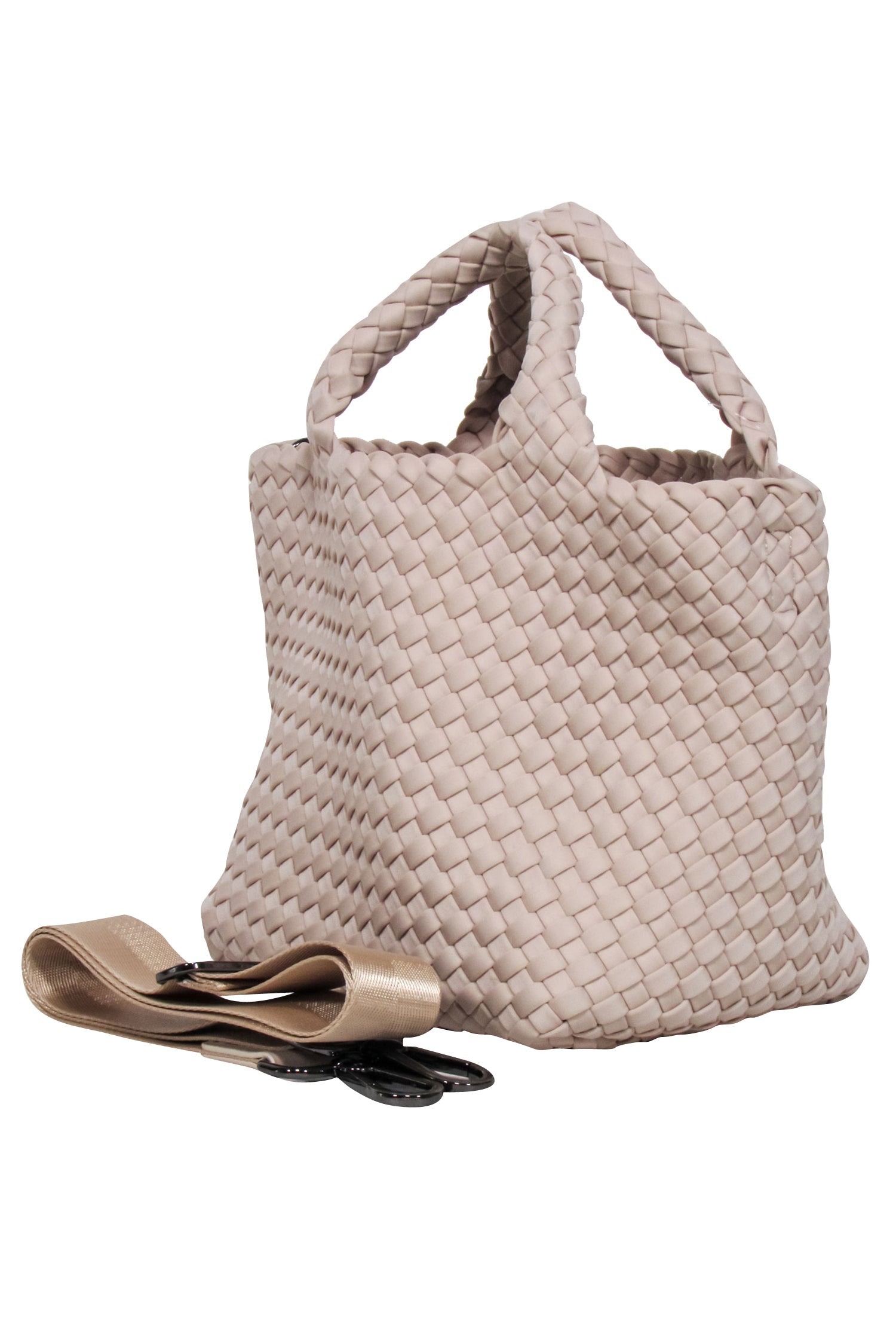 Naghedi Beige Tropical Woven Top - Handle Bag with Detachable Strap