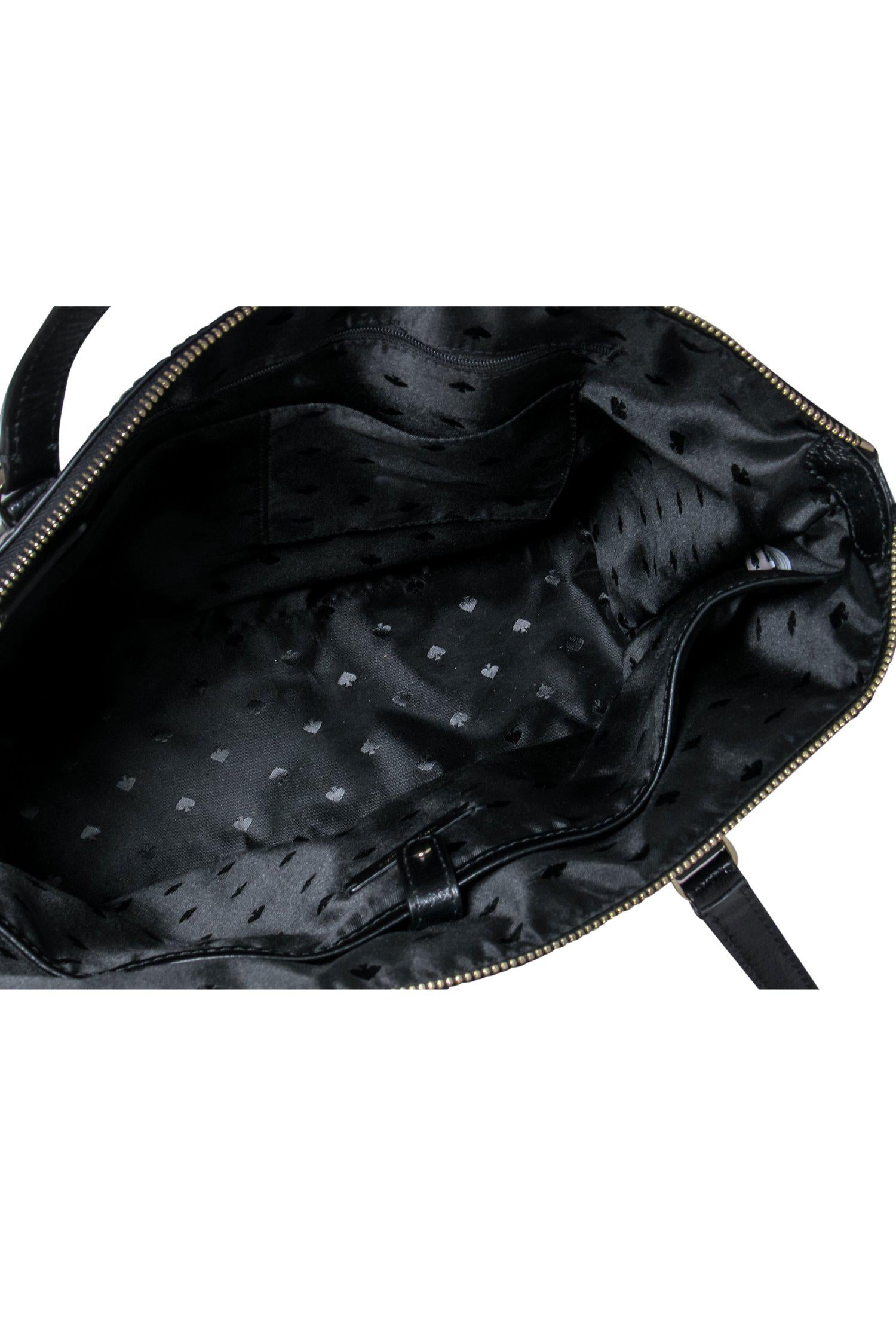 Kate Spade's Stylish Black Leather Zipper Tote with Laptop Sleeve