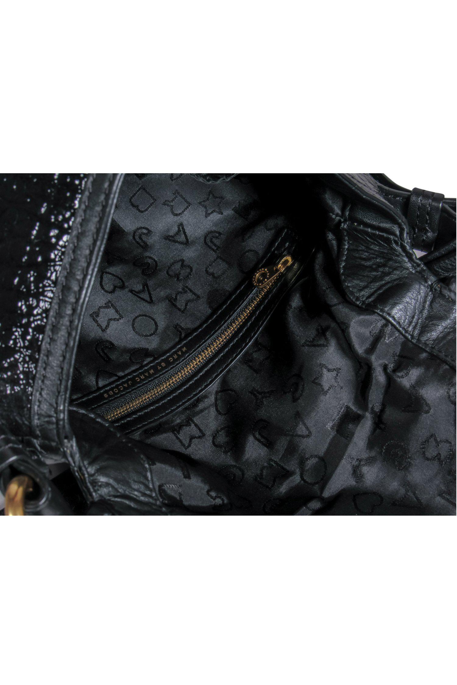 Marc by Marc Jacobs - Stunning Black Patent Leather Reptile Embossed Saddle Bag