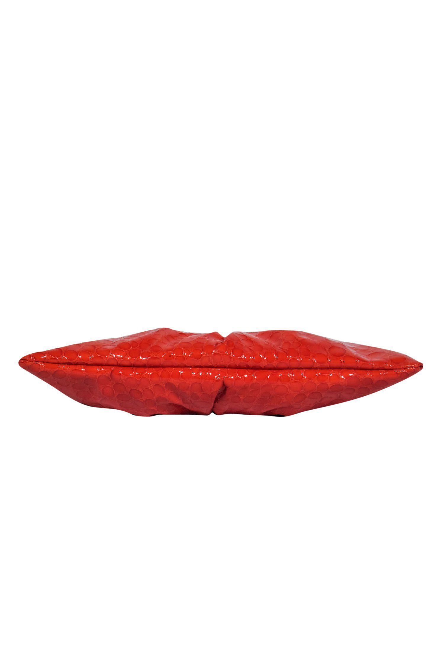 Lauren Merkin - Stunning Orange Patent Leather Reptile Embossed Clutch