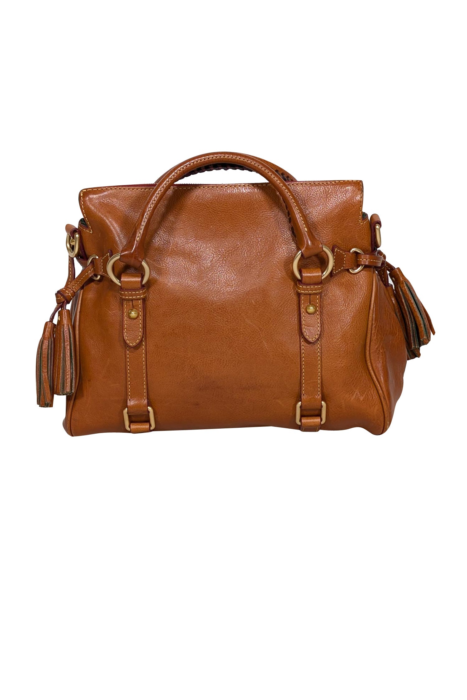 Dooney & Bourke Tan Leather Large Cowgirl-Inspired Satchel Bag