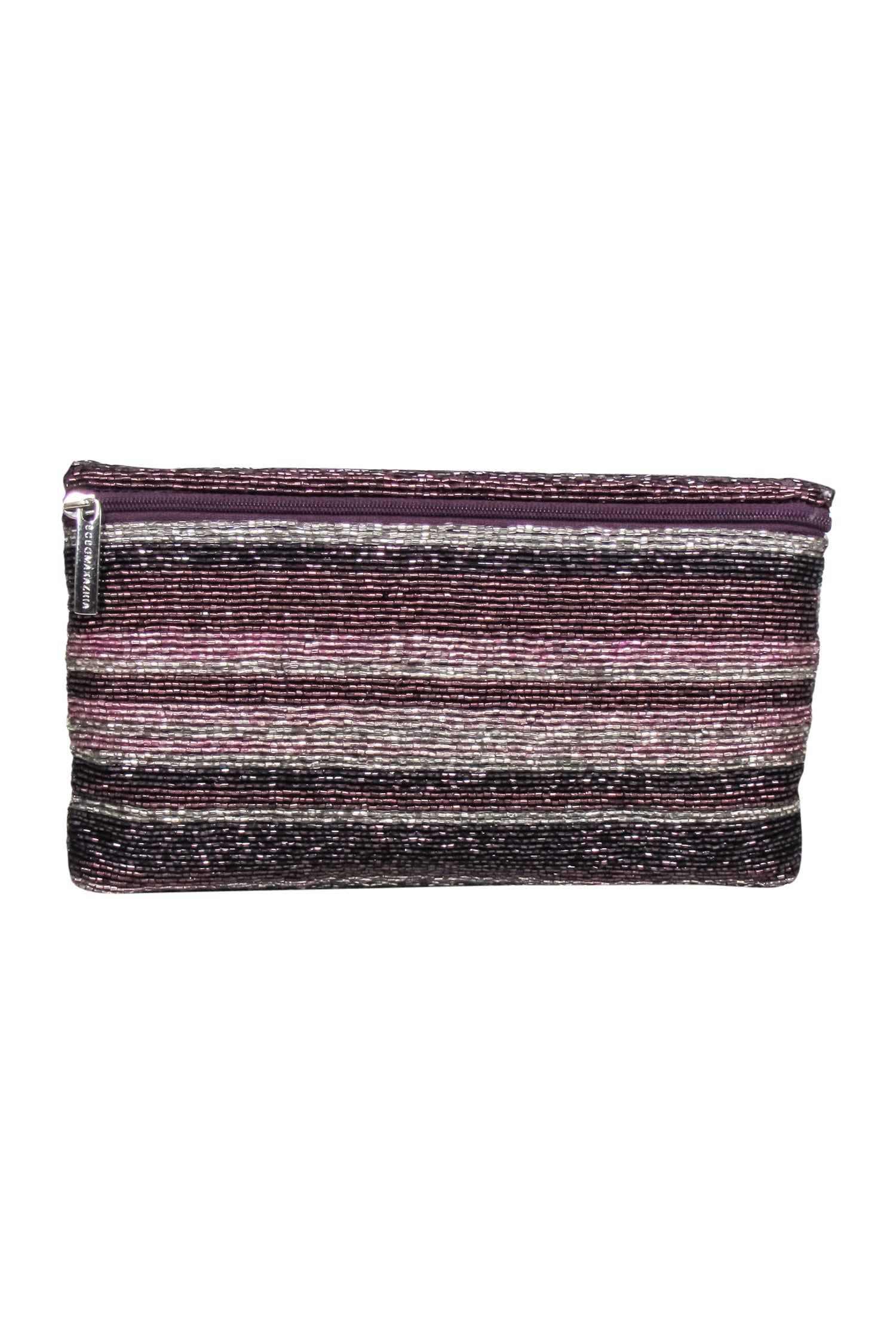 BCBG Max Azria - Stunning Purple & Beige Beaded Fold-Over Clutch