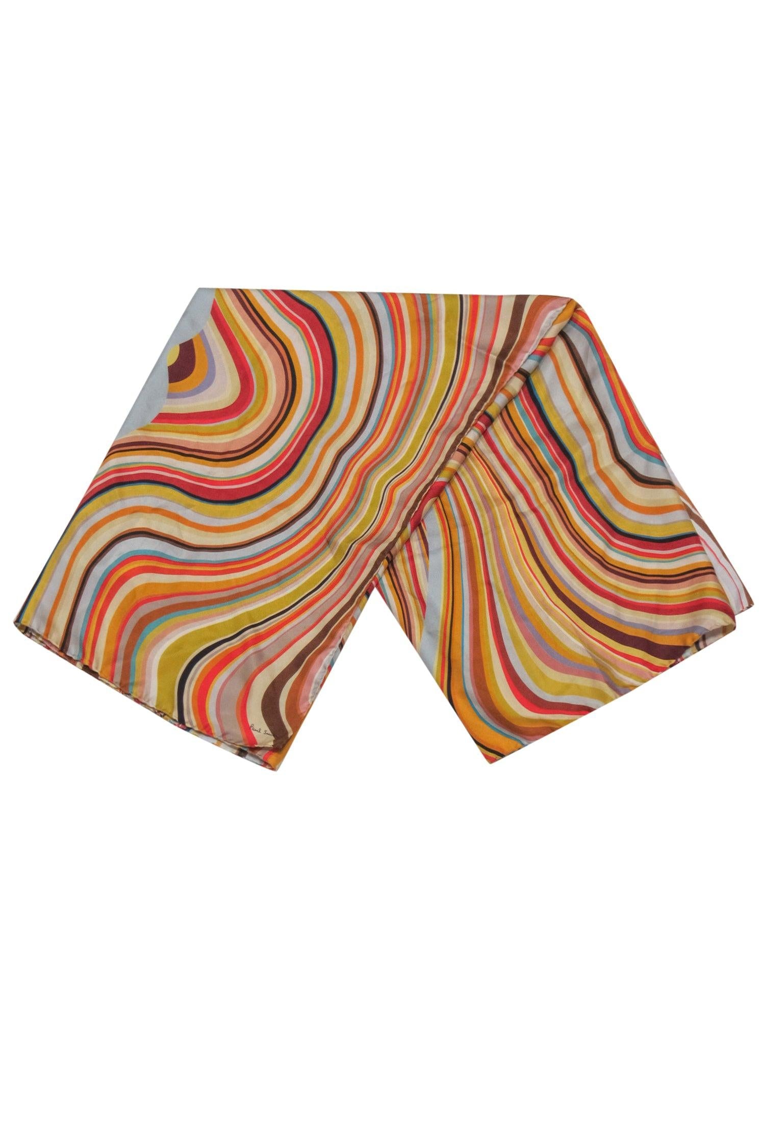 Paul Smith Mod Multicolor Wavy Silk Scarf - A '60s Groovy Delight