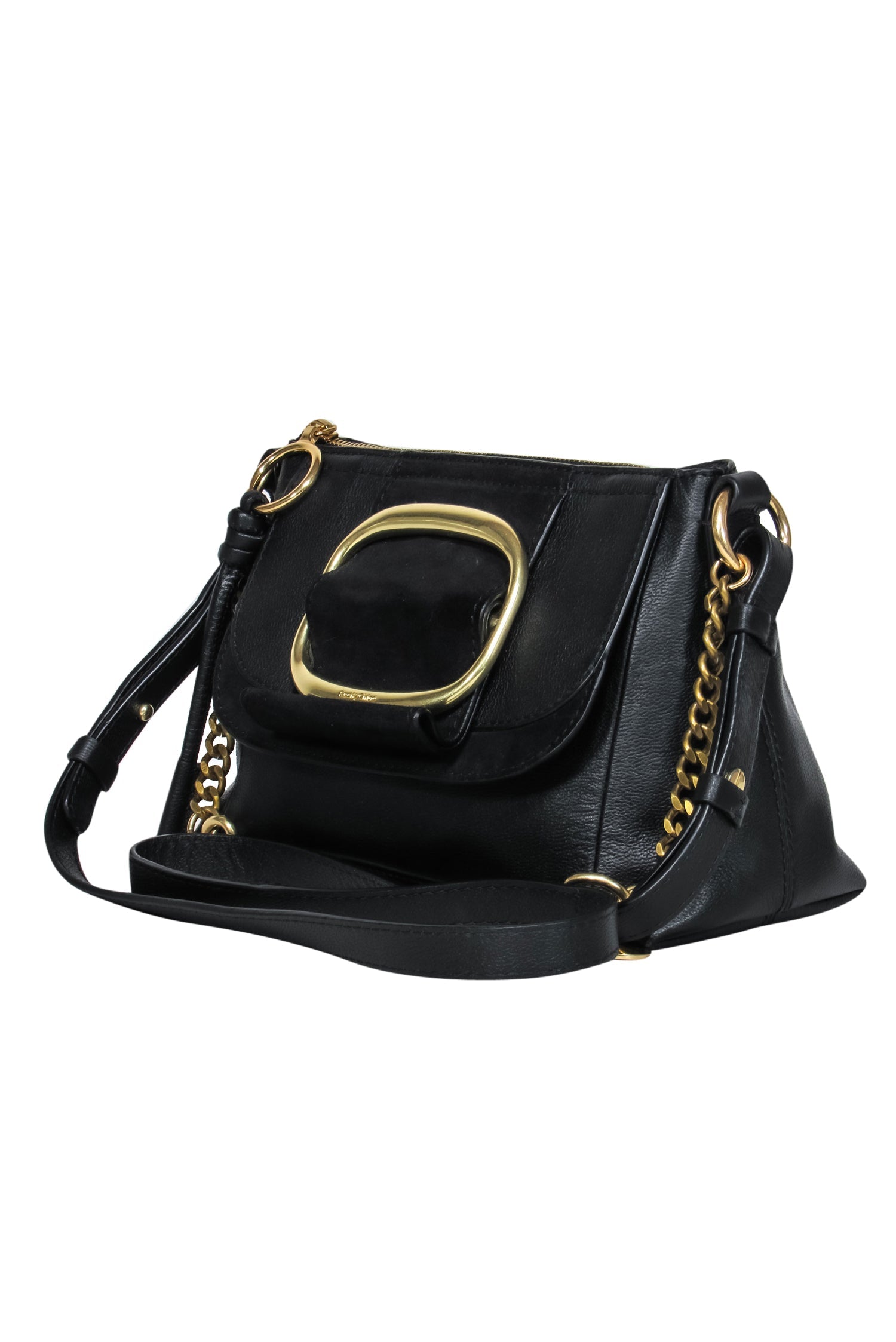 See by Chloe - Exquisite Black Leather & Suede Crossbody Bag with Chain Handle