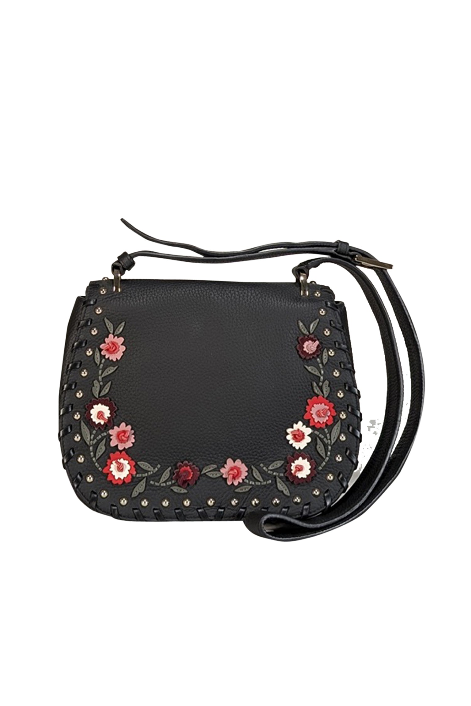 Kate Spade Black Pebbled Leather Crossbody Bag with Stunning 3D Flowers