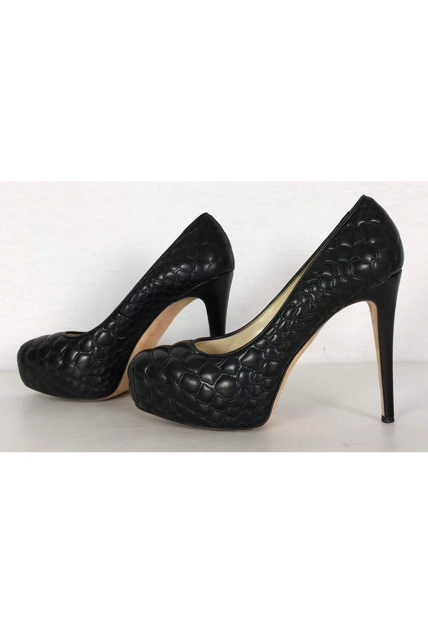 Brian Atwood's Alluring Black Leather Quilted Pumps - Size 9